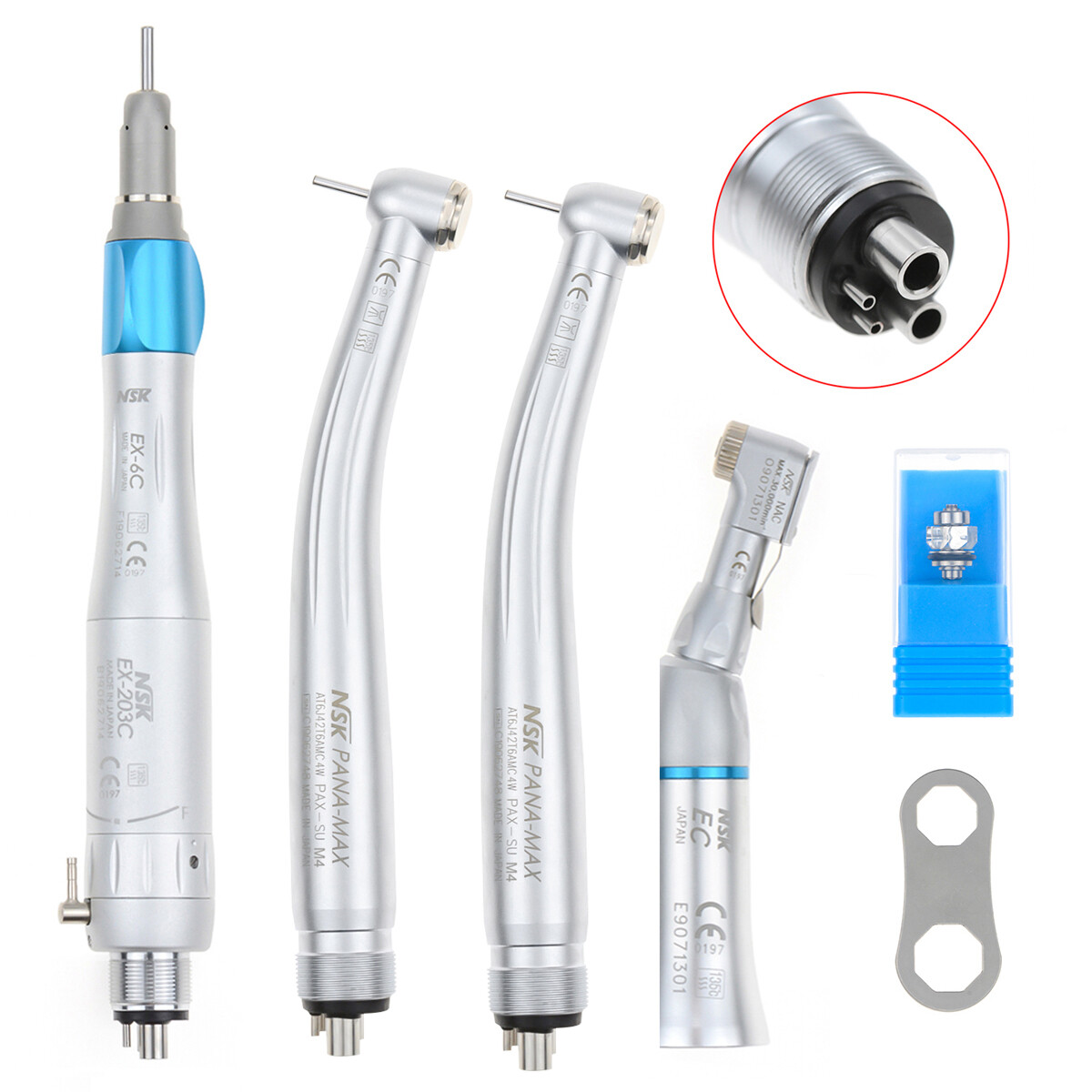 NSK Type Dental PANA MAX PUSH High Speed Handpiece+Low Speed EX203C+AL-BOX 4H CE
