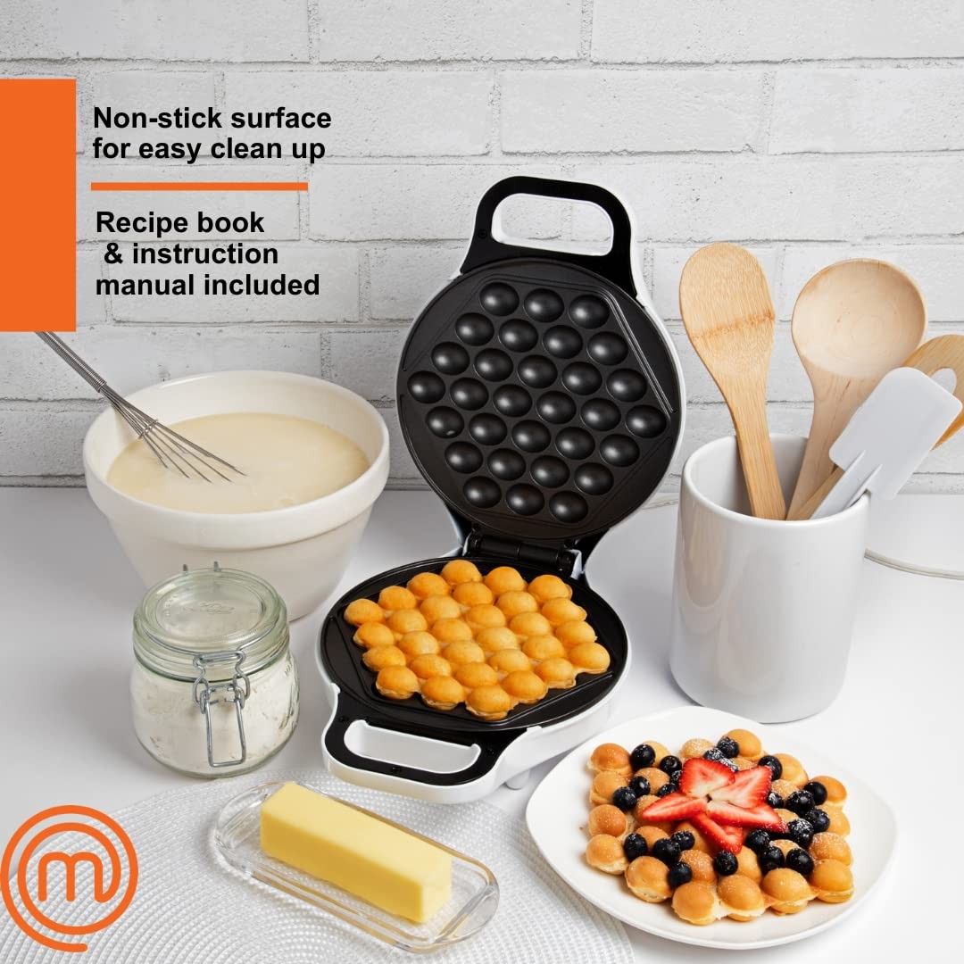 MasterChef Bubble Waffle Maker- Electric Non stick Hong Kong Egg Waffler Iron Gr