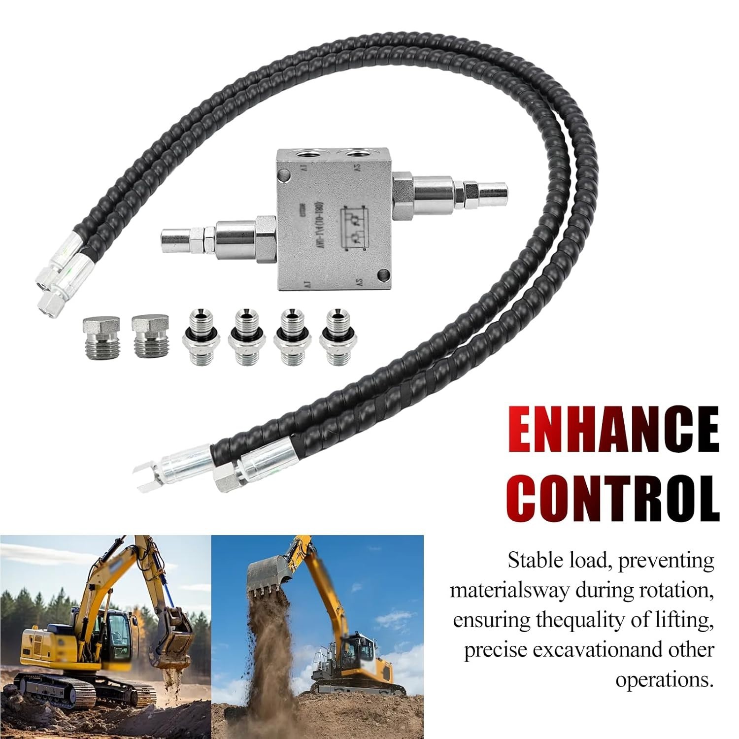 1/4”For Mini Excavator Cushion Valve Kit Swivel Motor Assembled Complete M14×1.5