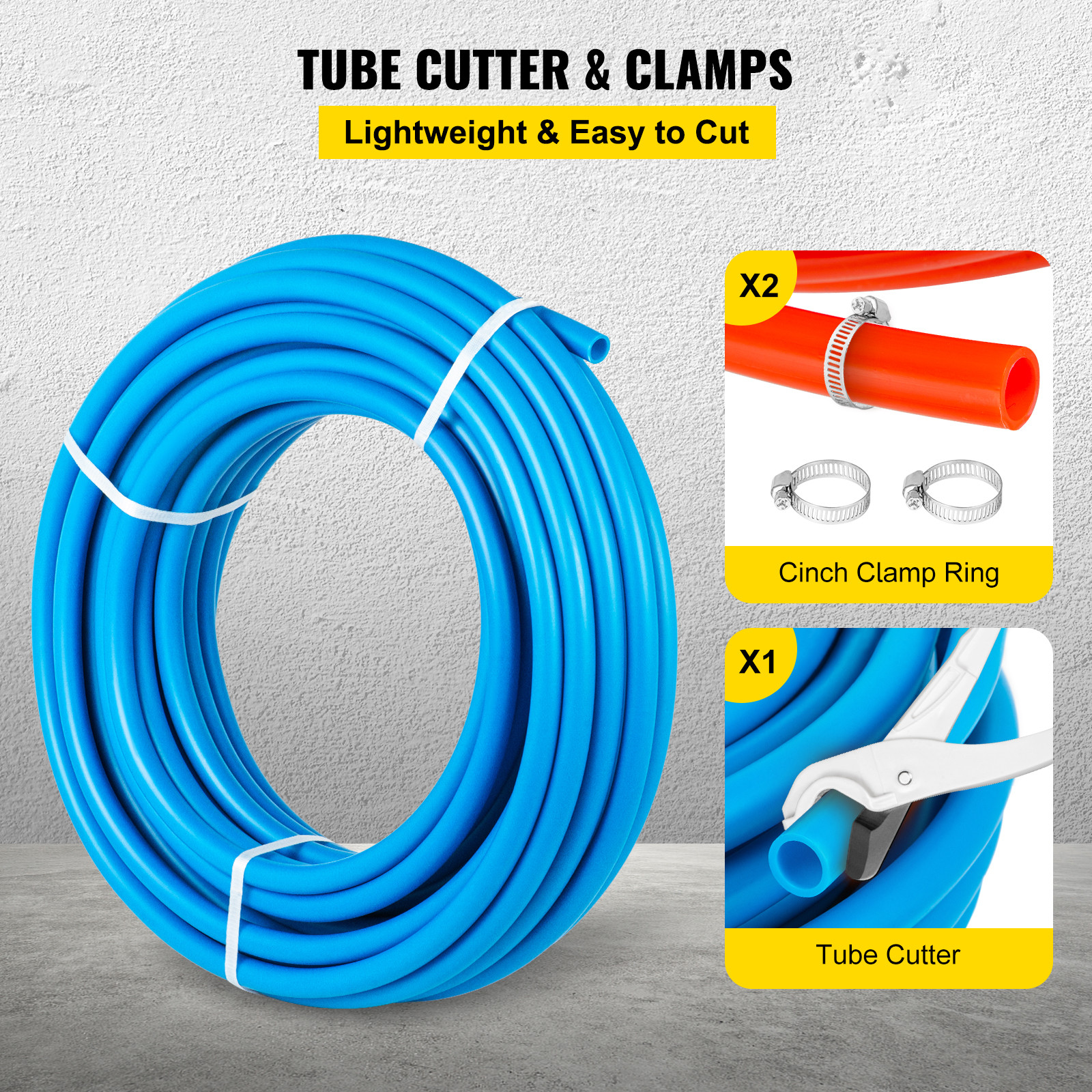 1/2″ 2 X 100ft Red & Blue PEX Tubing For Potable Water w/ Cutter & Clamp