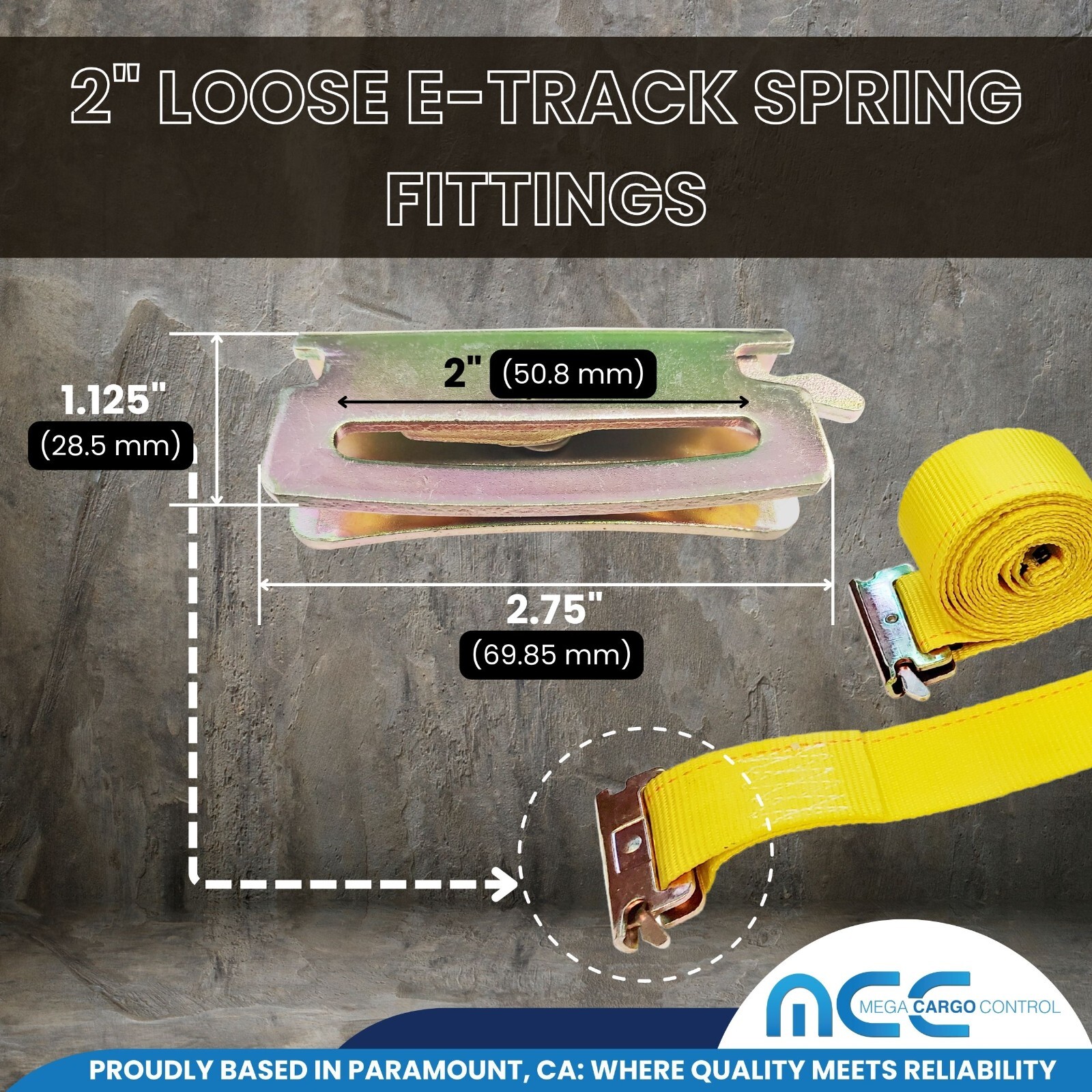 2″ x 12′ 16′ 20′ E-Track Cam Buckle Tie Down Strap for Truck Trailer Cargo Van