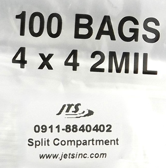 4×4 Bags 2-Compartment Poly Clear Center Split Divider Middle 4″ Reclosable 1000