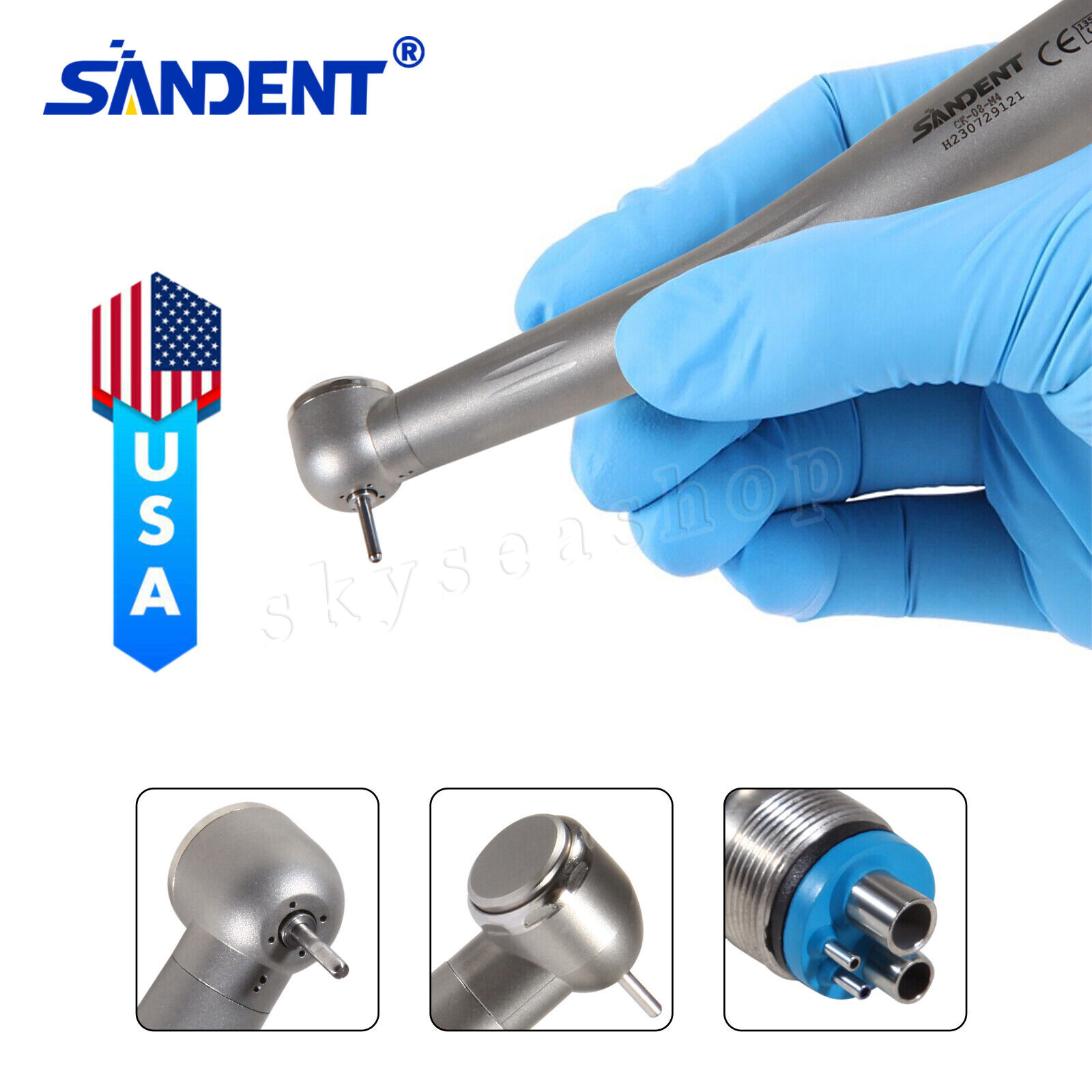 10pcs Dental High Speed Handpiece Ceramic Bearing Single Spray 4 Holes