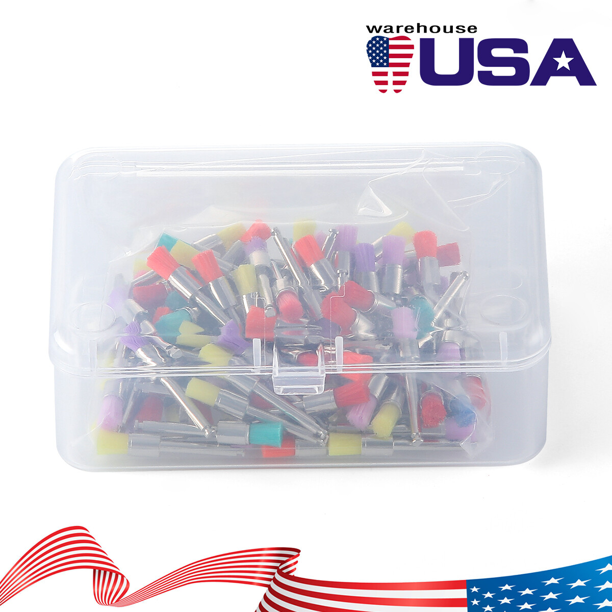 100pcs/Kit Dental Polishing Polisher Prophy Brush Bowl Flat Type Colorful Nylon