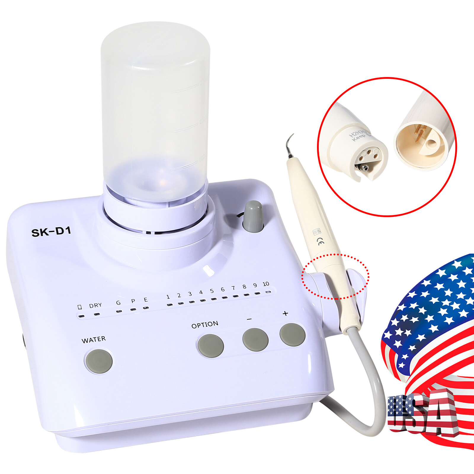 Dental Ultrasonic Scaler Machine 2 Bottles Handpiece Tips Fit DTE Satelec SK-D1