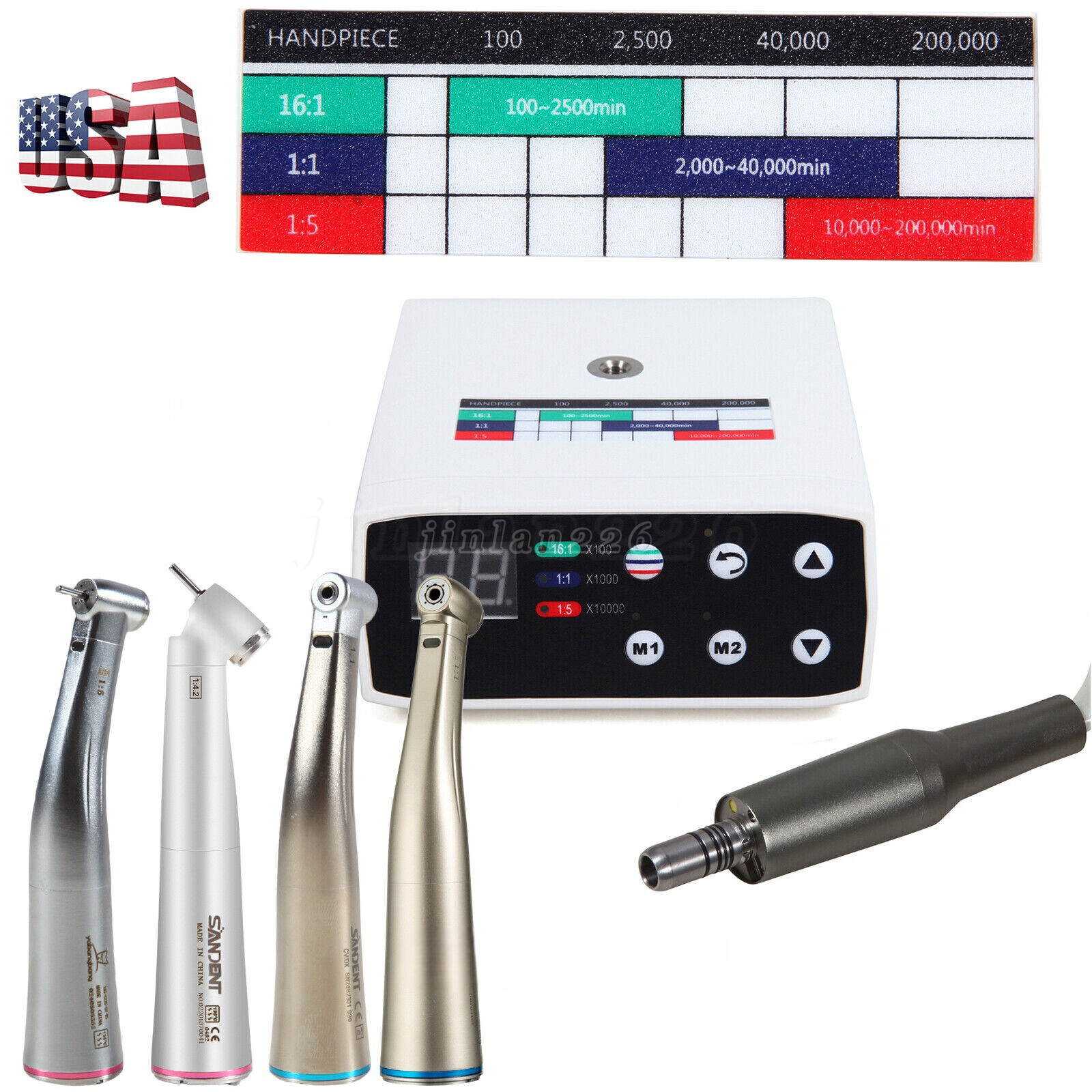 ST/YBB Dental Brushless LED Electric Micro Motor 1:1/1:5 Increasing Handpiece