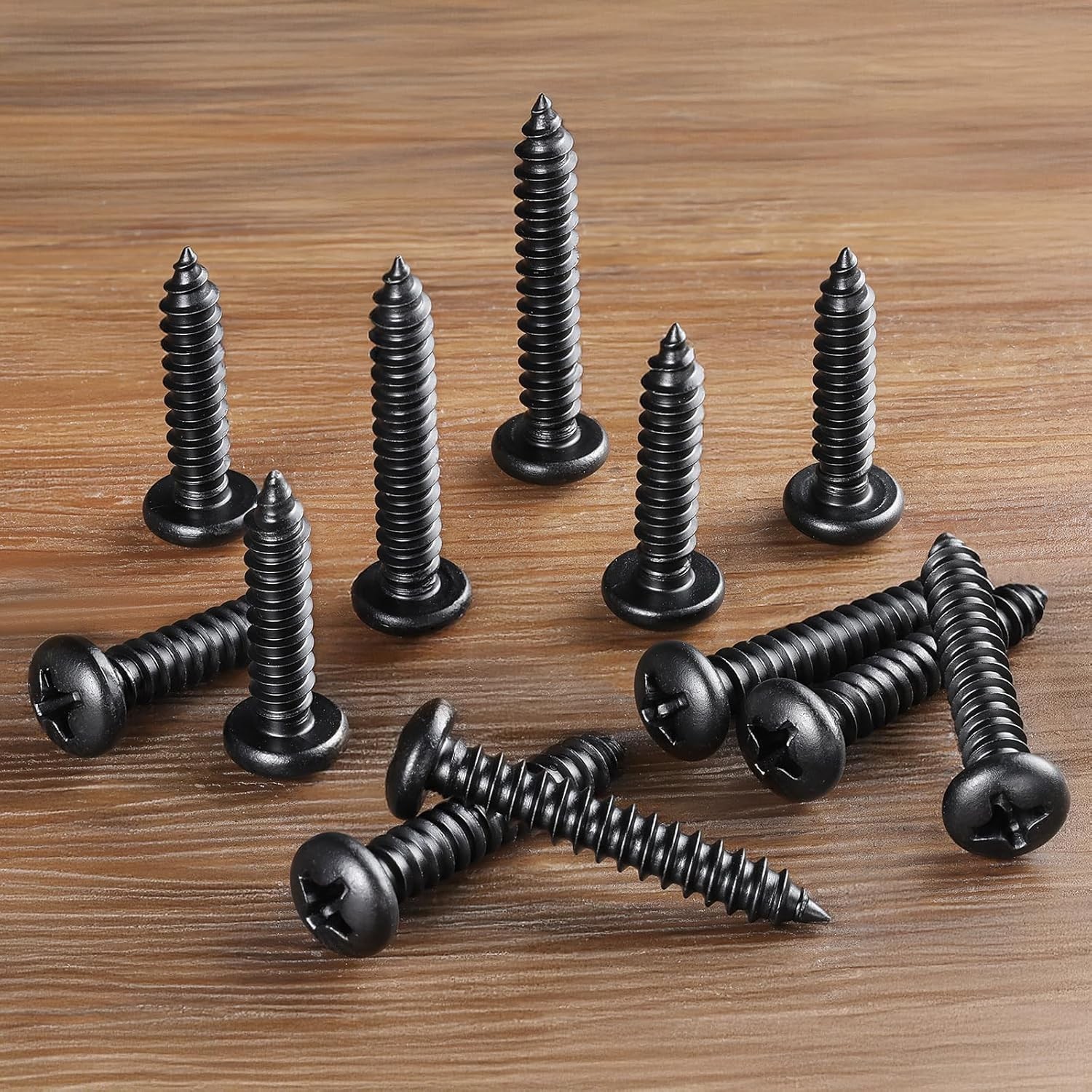 247Pcs Pan Head Wood Screws Assortment Kit, Black Oxide Stainless Steel 304 S…