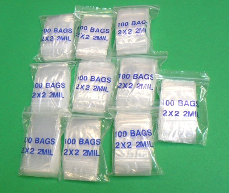 1000 Bags Reclosable 2mil 2×2 Clear Zip Squeeze Seal Top Lock 2×2 Poly Baggies