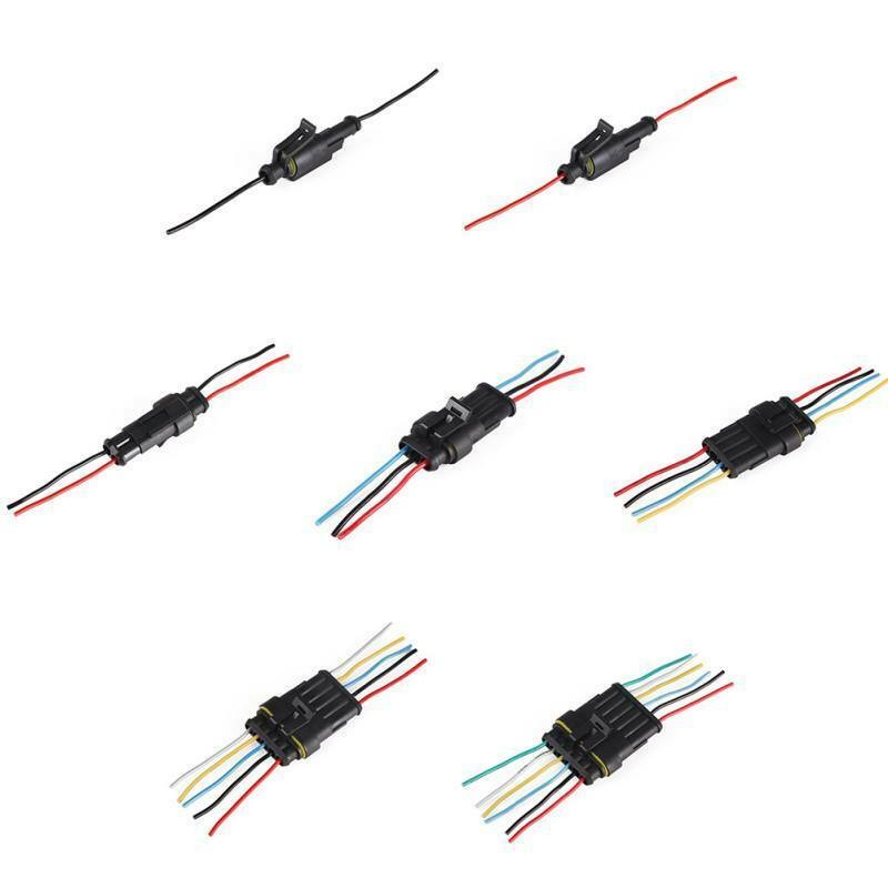 1-6 Pin Waterproof Male/Female Connectors Attached Wire Cable Colors Plug Sealed