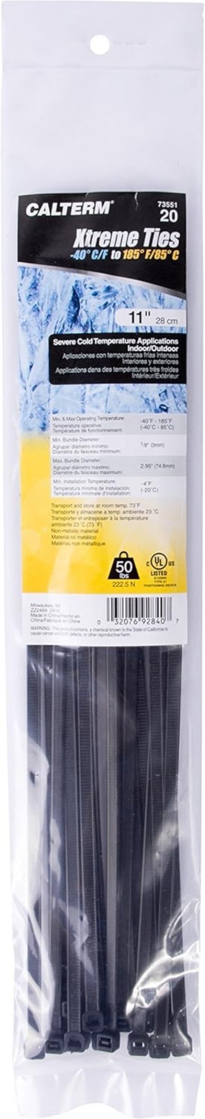Secure 4 Inch Nylon Cable Ties, UV Resistant, 18 lb, 100 Pack for Organizing