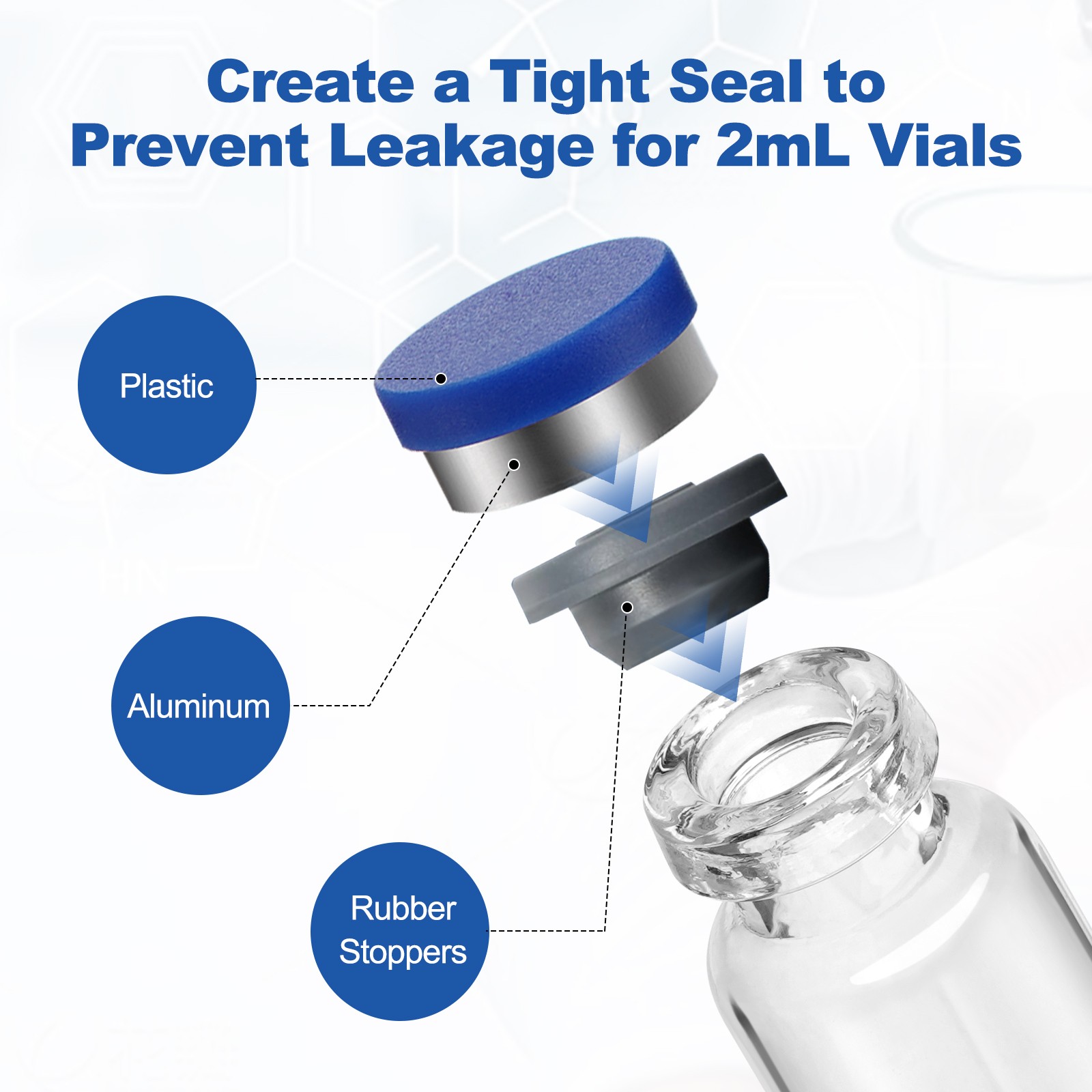 2mL Glass Vials Headspace GC Sample Vials w/ 13mm Caps 100/200/500/1000 Pack