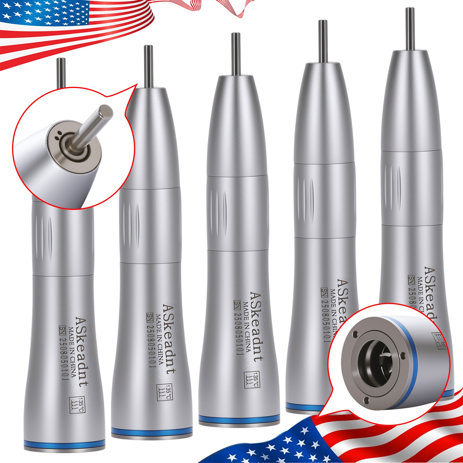 1-10 Dental Internal Water Spray Straight Nosecone Low Speed Handpiece ASkeadnt
