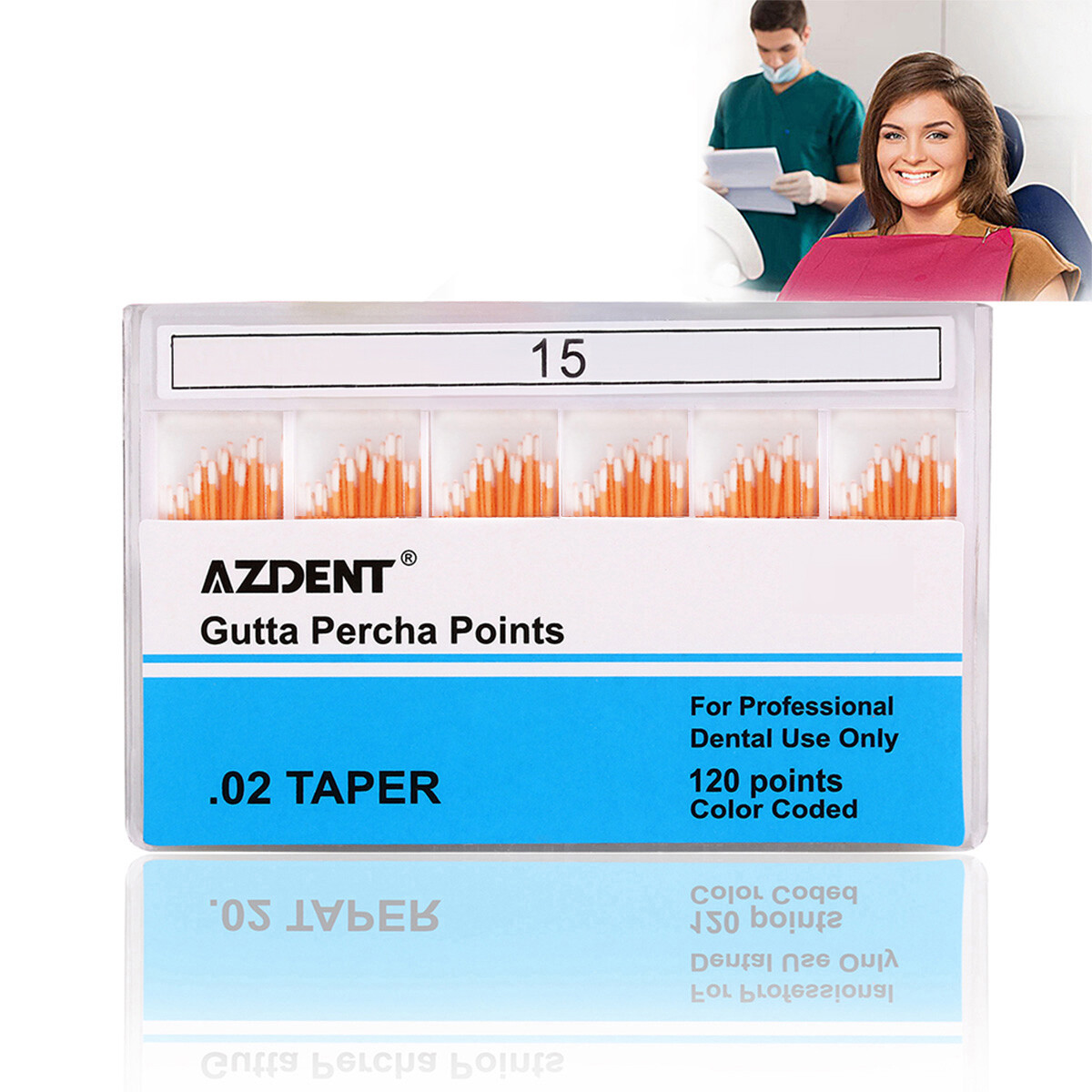 AZDENT Dental Endo Root Canal Gutta Percha Points / Absorbent Paper Points 0.02