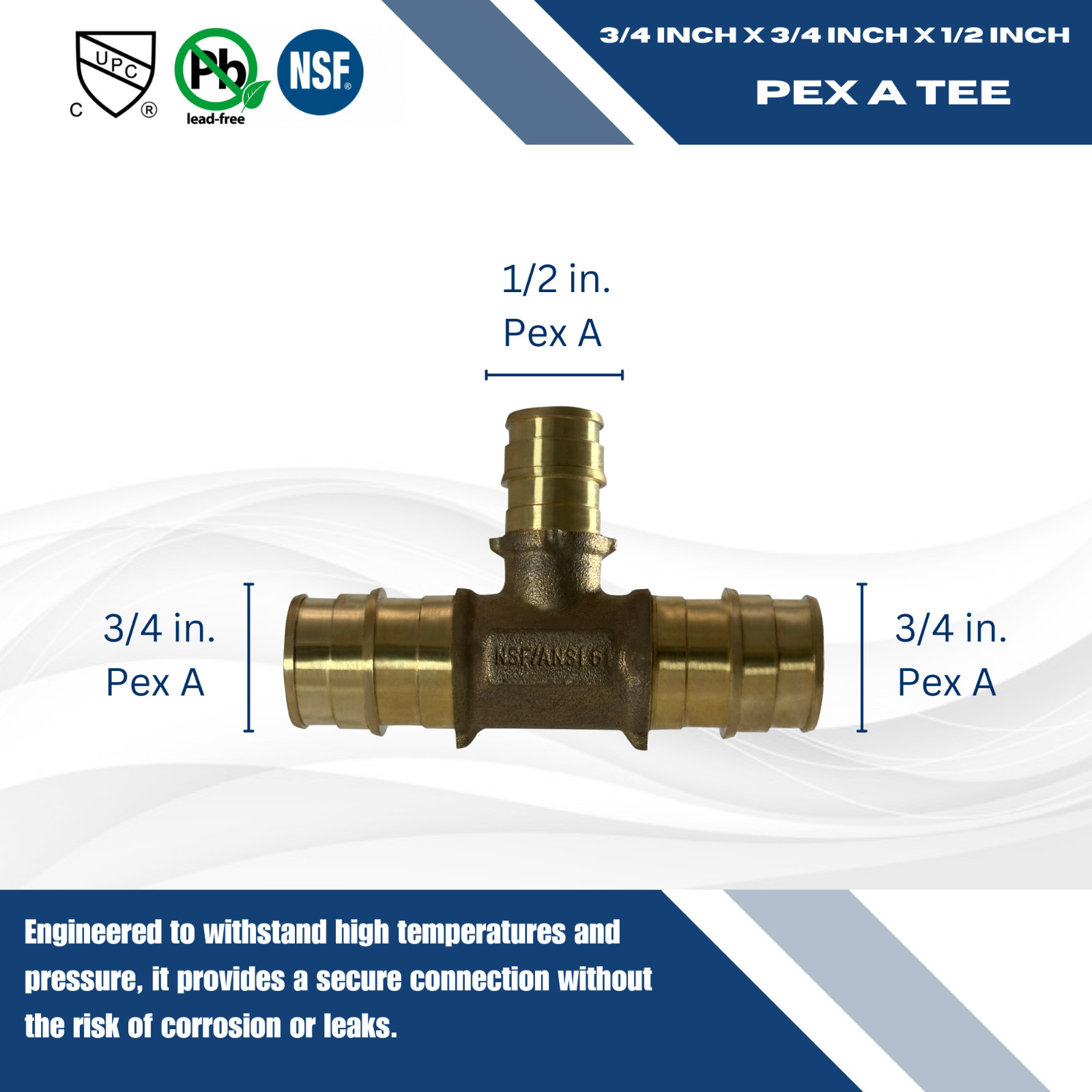 1) 3/4 X 3/4 X 1/2 PEX A TEE, EXPANSION TEE, FOR UPONOR WIRSBO TEE