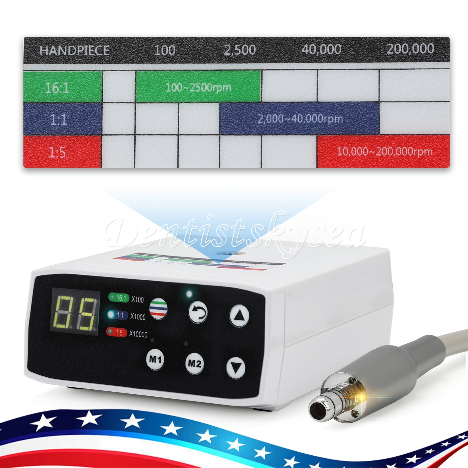 Dental Brushless LED Electric Micro Motor/1:5 Increasing LED Handpiece