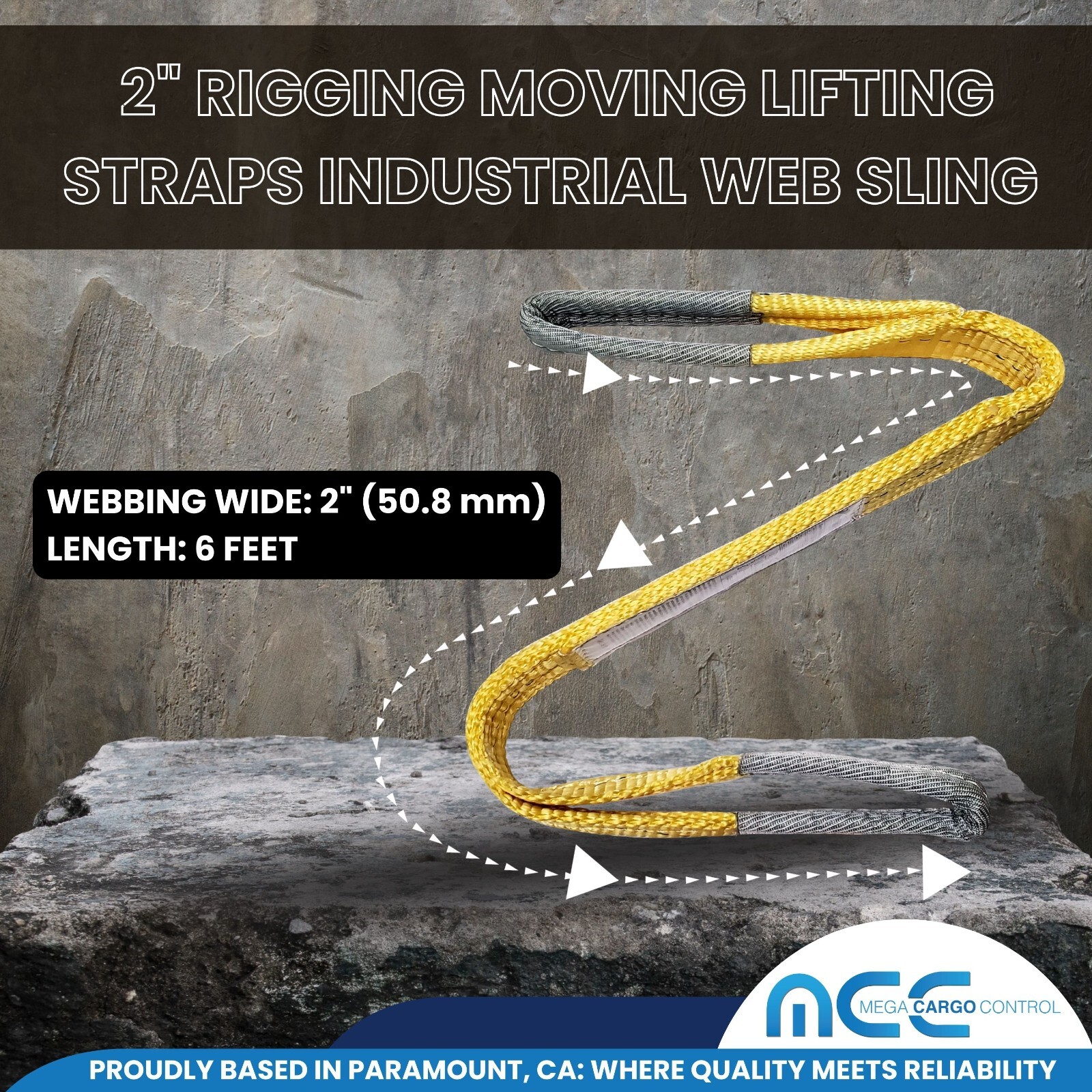 10 Pack Heavy Duty 2-Ply 2″ x 6ft Polyester Web Sling Lifting Strap WLL 6200 lbs
