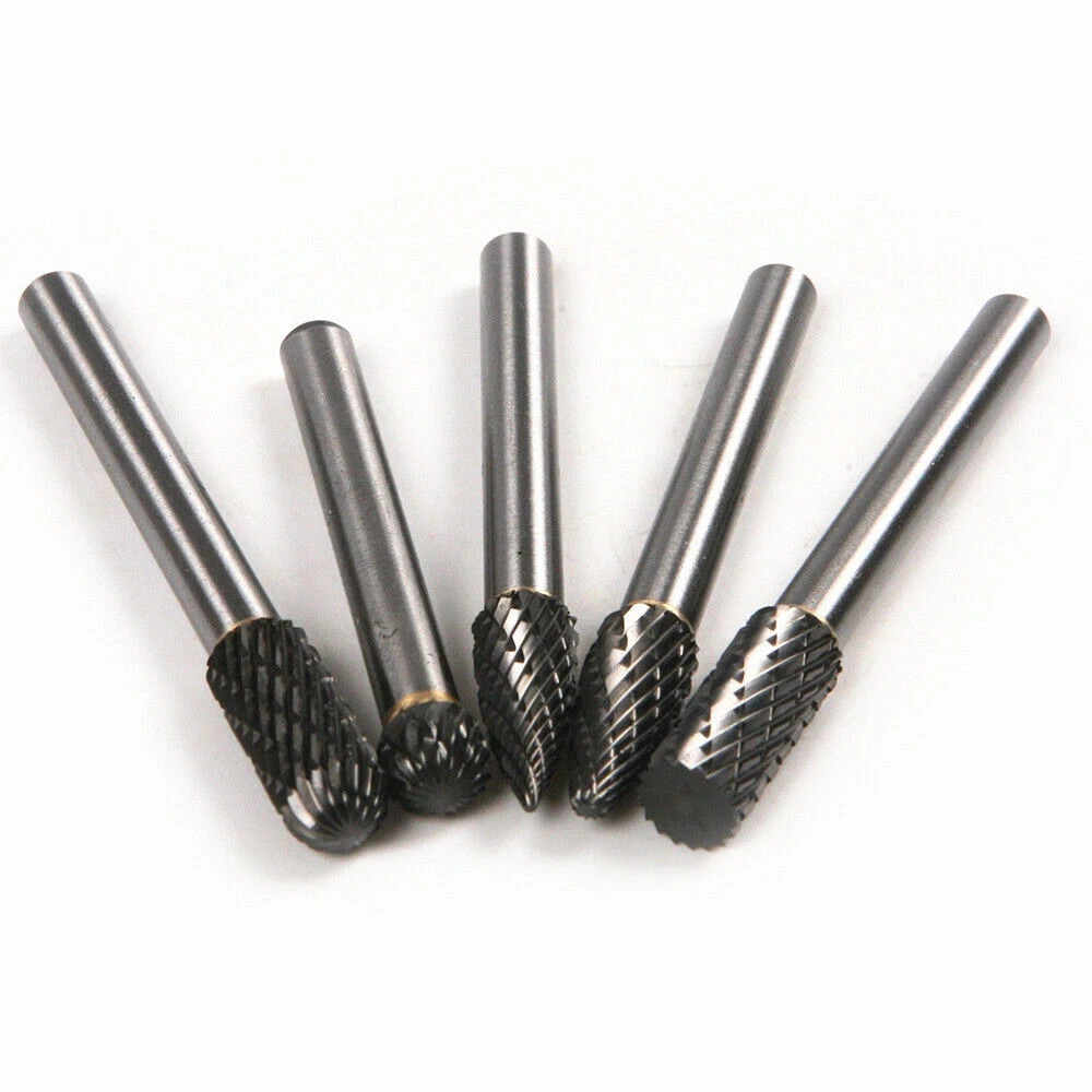 5 Types Dental Rotary Cutter Burs 1/4 Tungsten Carbide Burr 8mm Grinder Bit