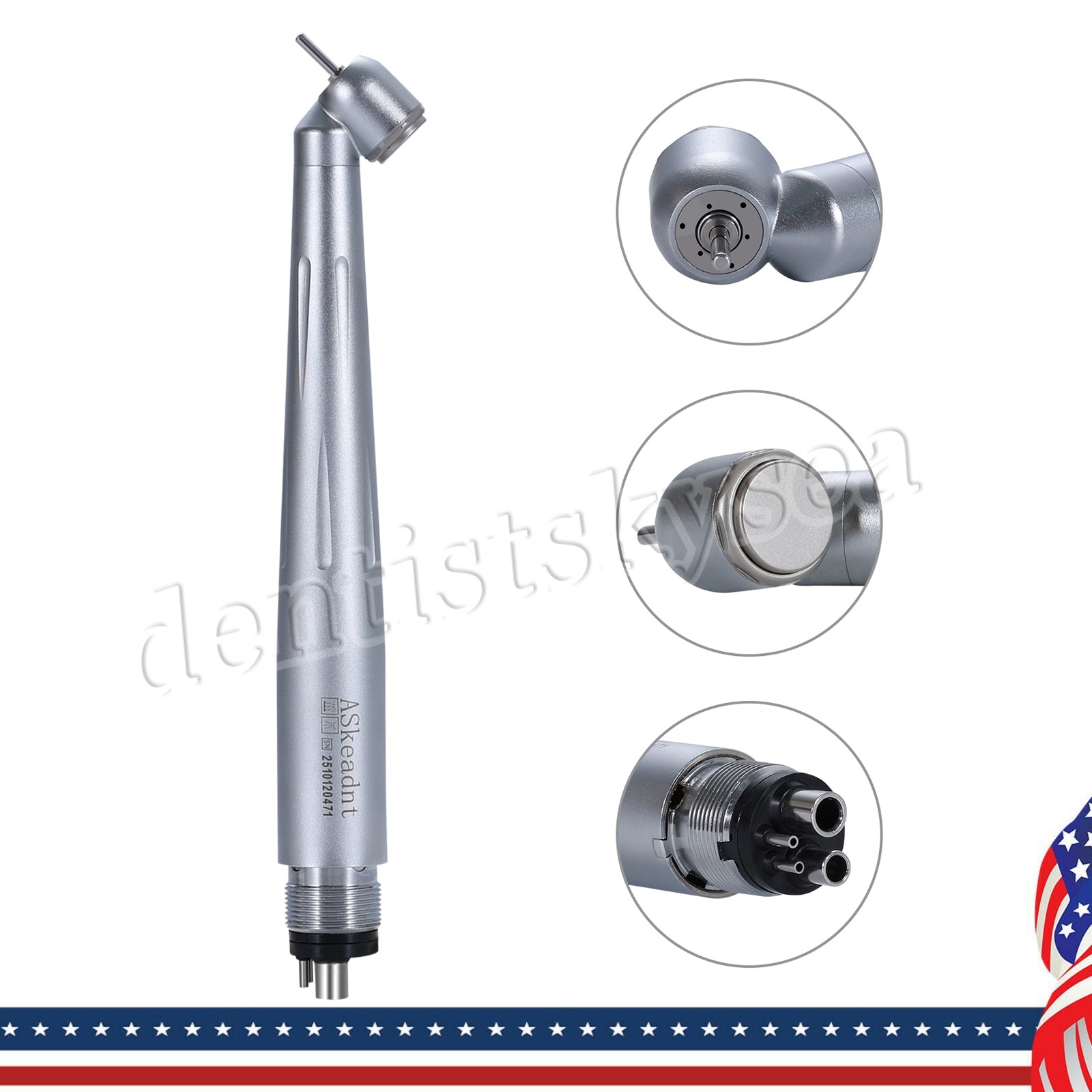 Dental Surgical 45° High Speed Handpiece Push Button Single Water Spray 4HOLE