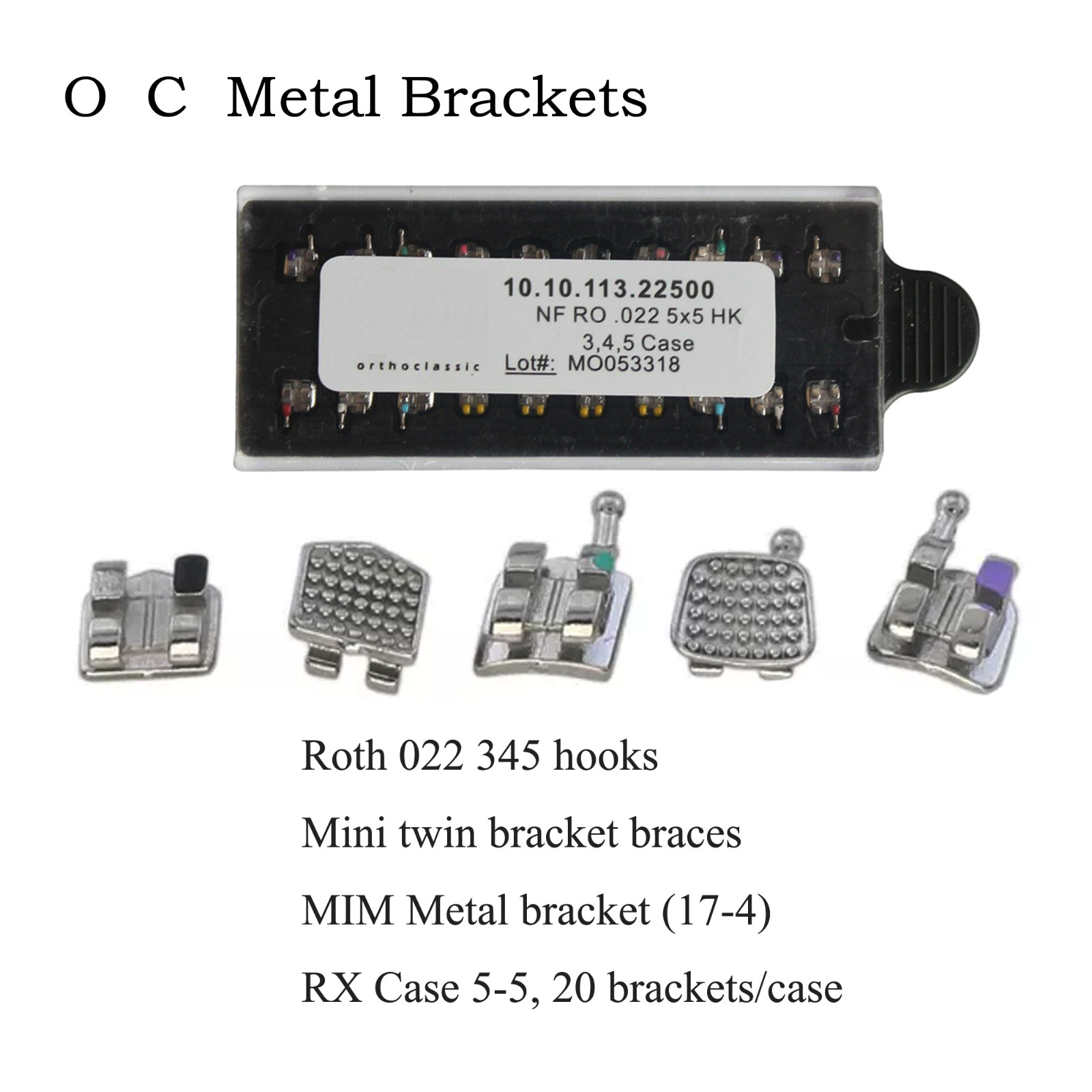 Dental Orthodontic Bracket Braces Metal MIM Mini Roth MBT 022 018 345 Hooks 5-5