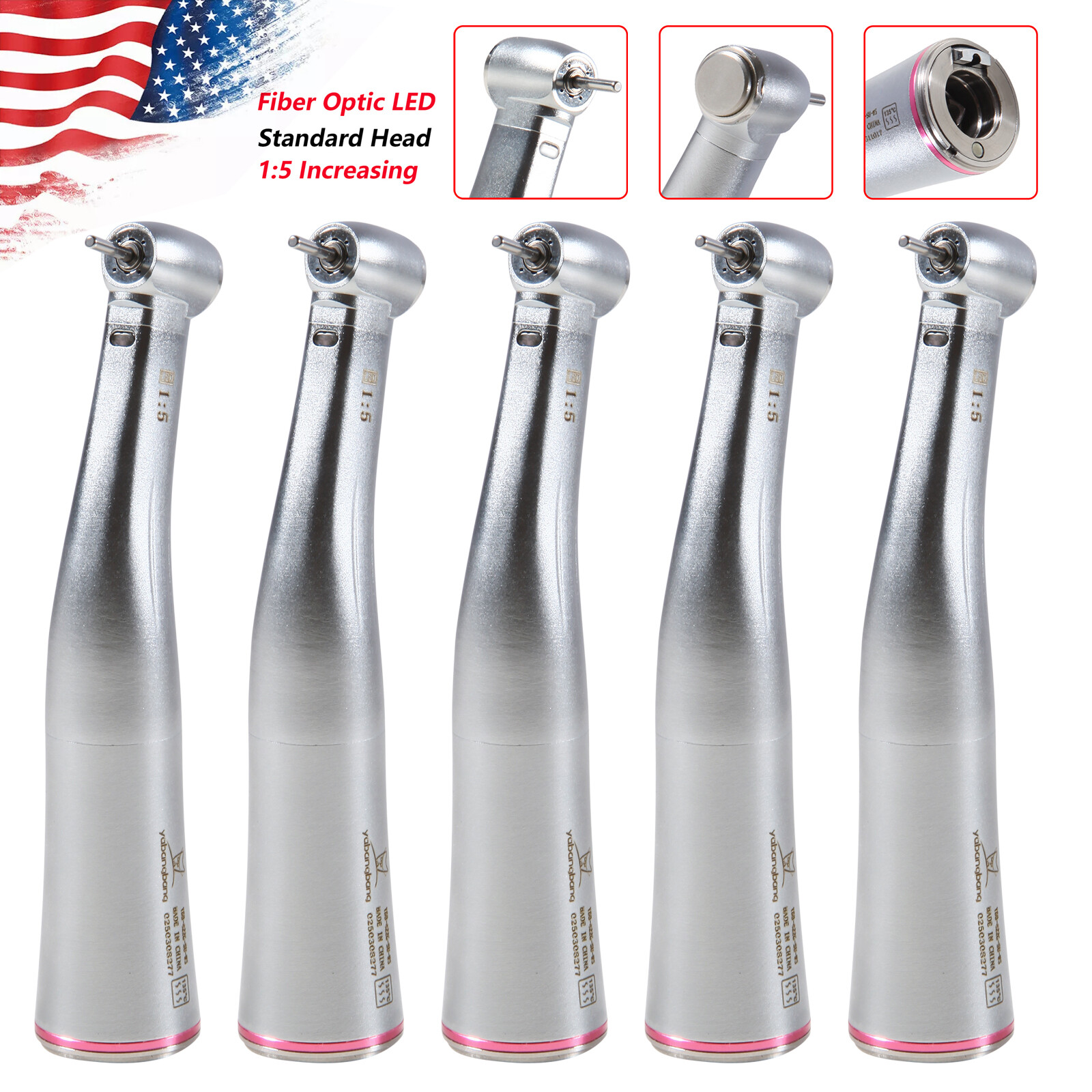 Dental 1:5 LED Fiber Optic Contra Angle Handpiece Standard Fit NSK Ti-MAX X95L