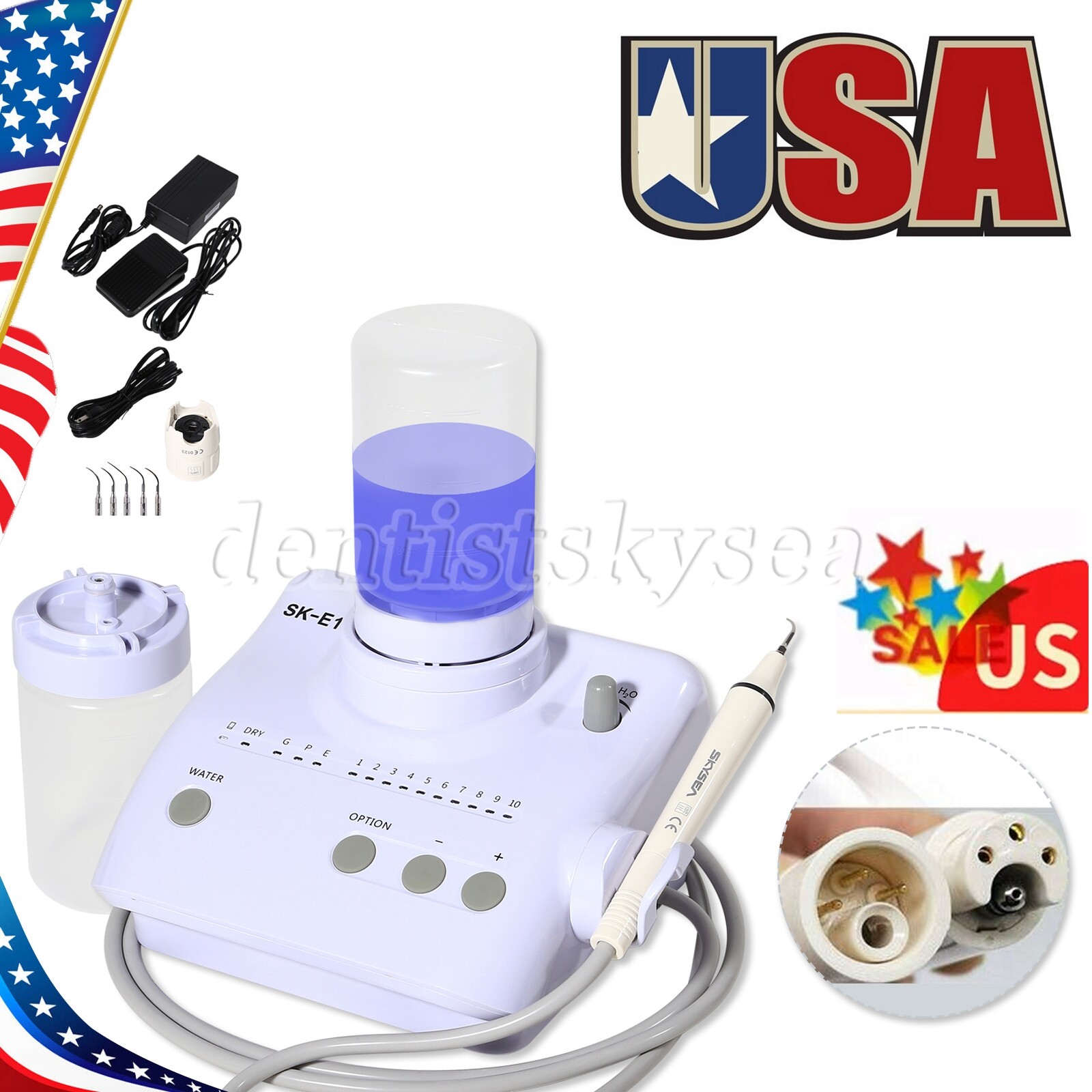 Dental Ultrasonic Piezo Scaler W/ Detachable Handpiece Auto Water Supply E1-NEW