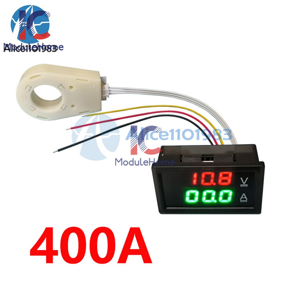 DC0-300V 50/100/200/400A Digital Current Voltage Meter Hall Ammeter Voltmeter