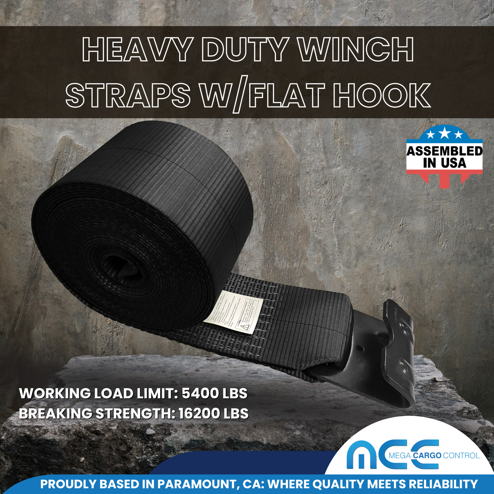 USA Heavy Duty 4″ x40′ Winch Strap Flat Hook Flatbed Truck Trailer Farm Tie Down