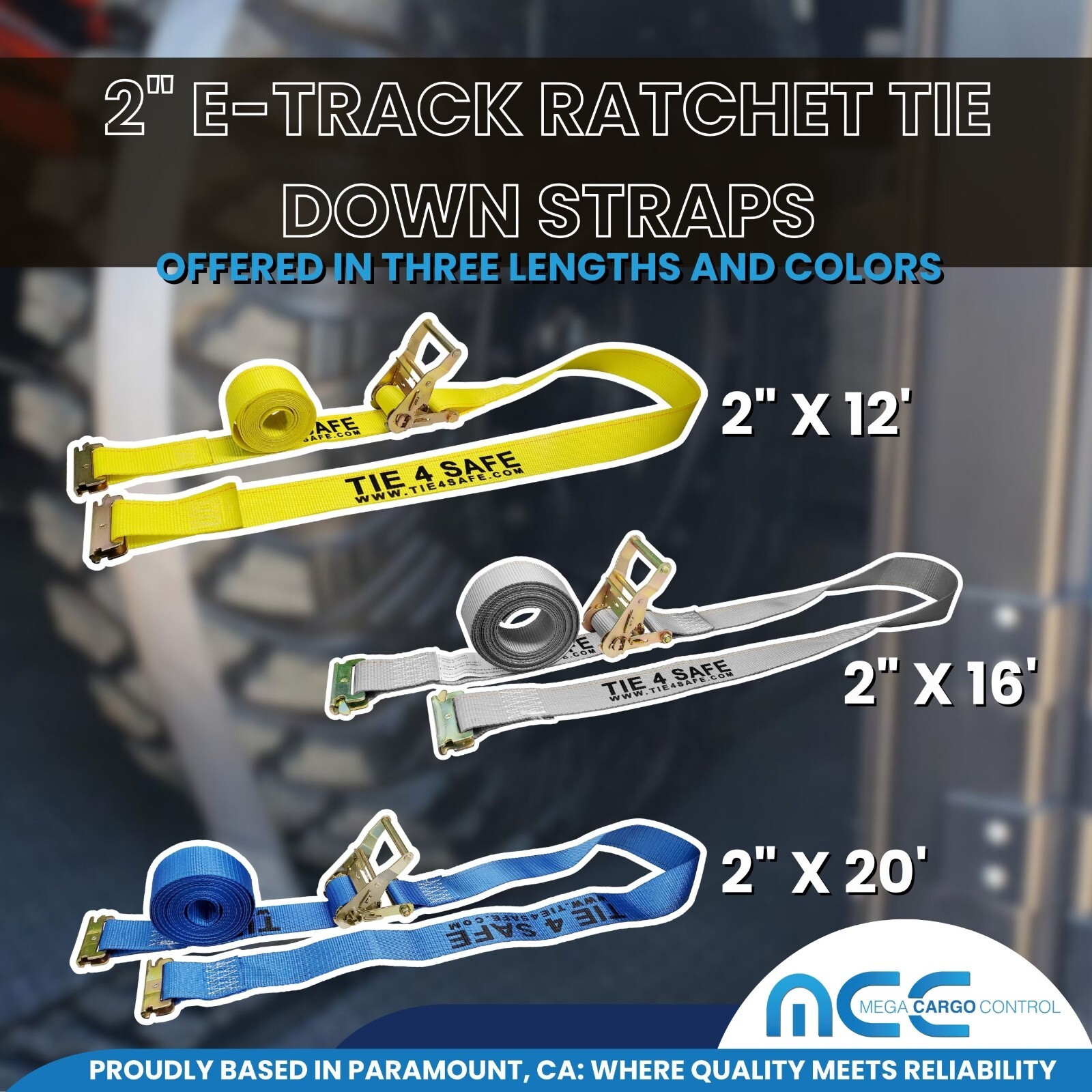 2″ x 12′ 16′ 20′ E-Track Ratchet Strap Truck Trailer Enclosed Cargo Van
