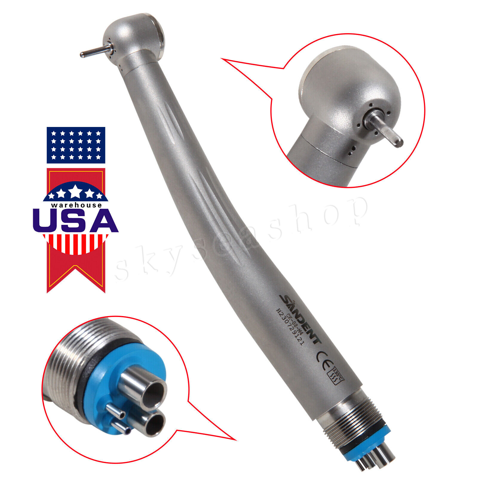 10pcs Dental High Speed Handpiece Ceramic Bearing Single Spray 4 Holes