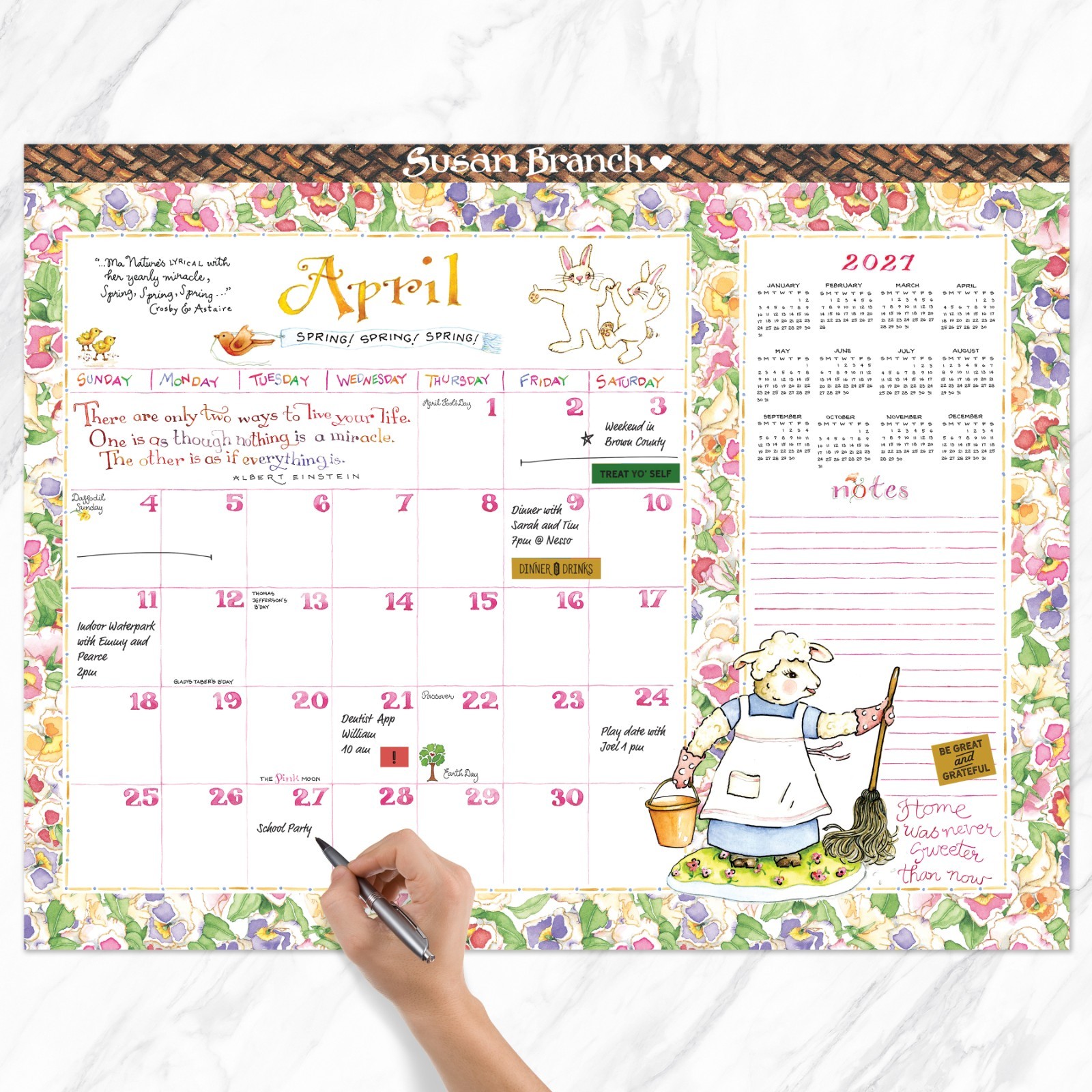 2027 Susan Branch Large Desk Pad Monthly Blotter Calendar