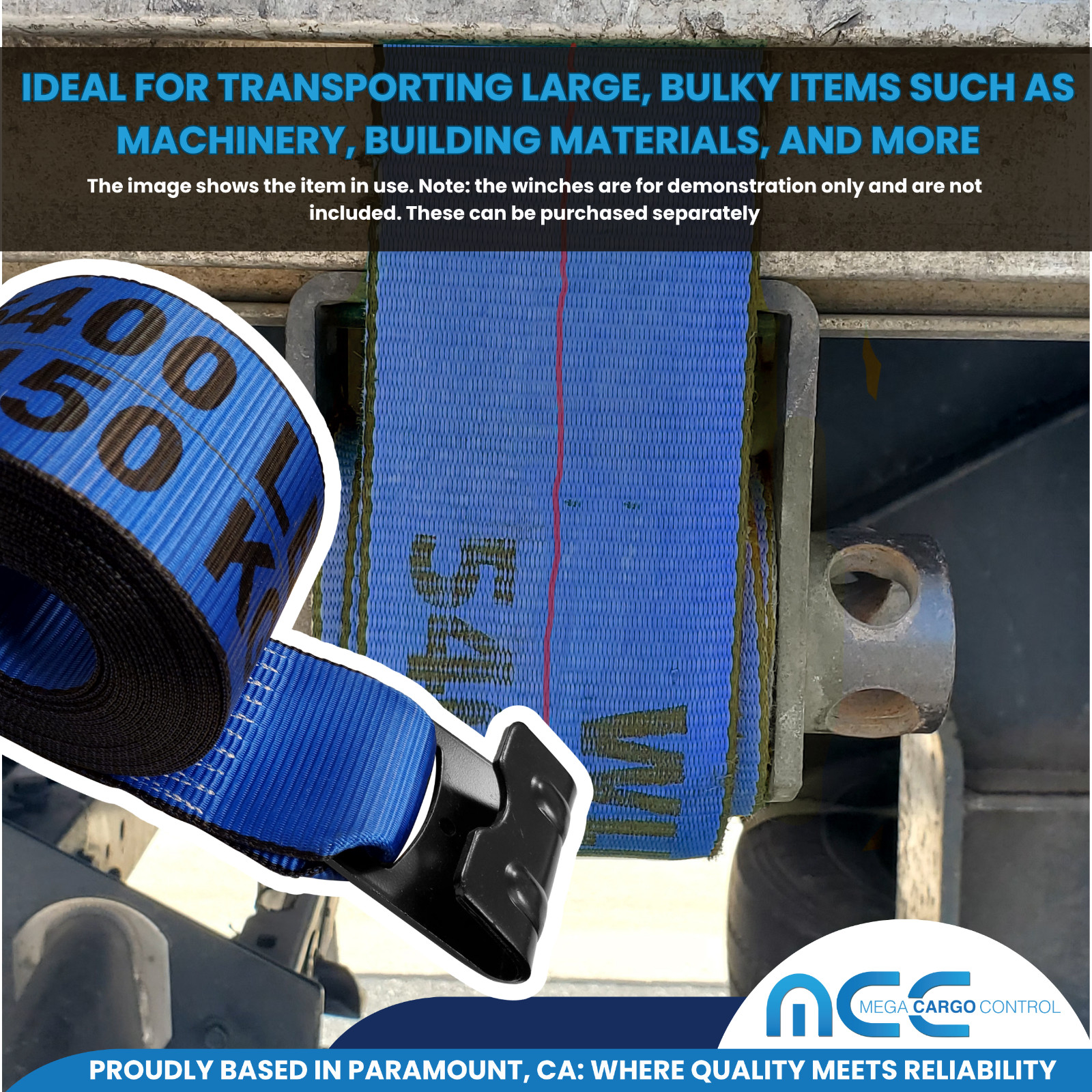 USA Heavy Duty 4″ x40′ Winch Strap Flat Hook Flatbed Truck Trailer Farm Tie Down