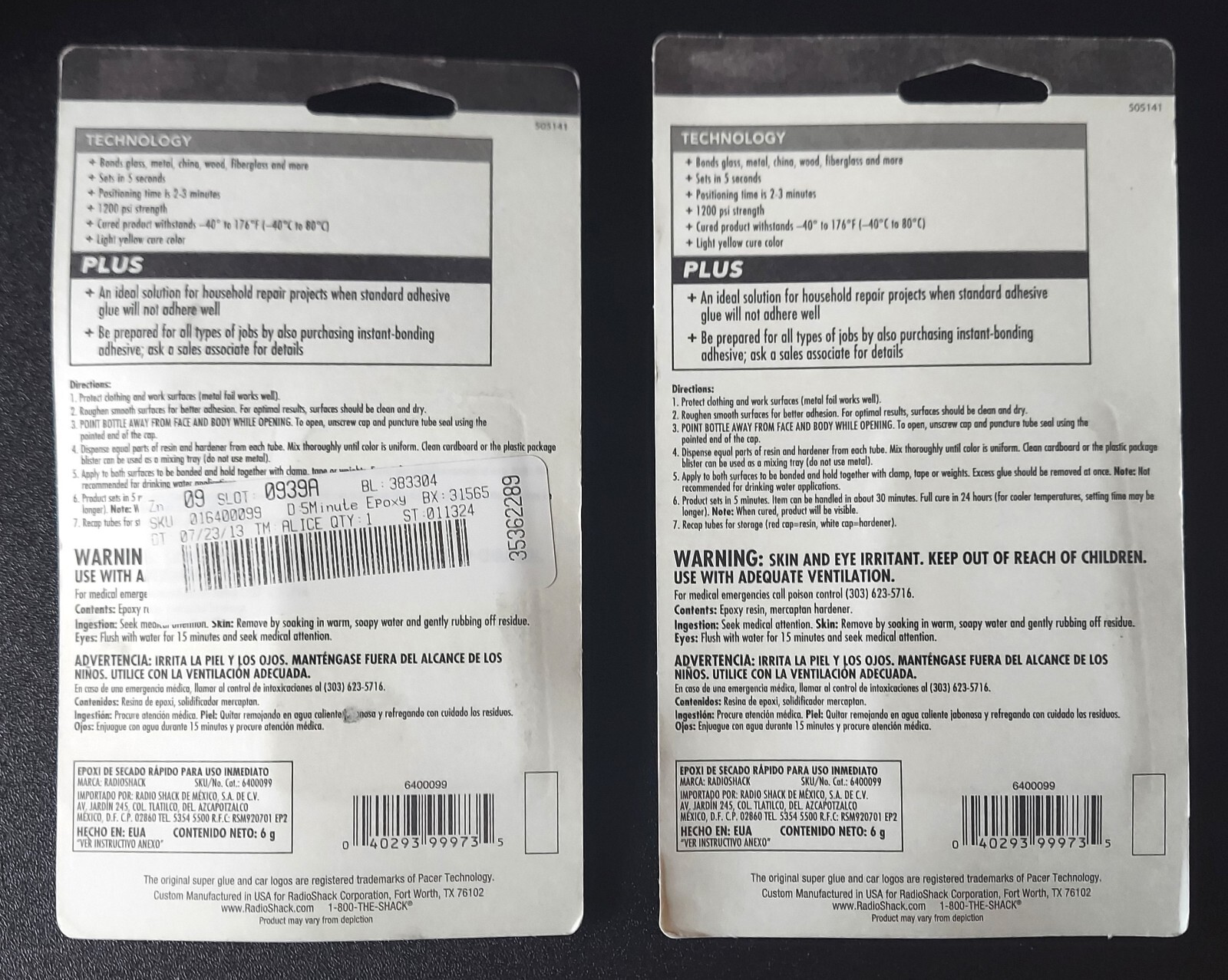 2X RadioShack 5-min Metal Glass Wood Epoxy All Purpose Bonding Super Glue .21 oz