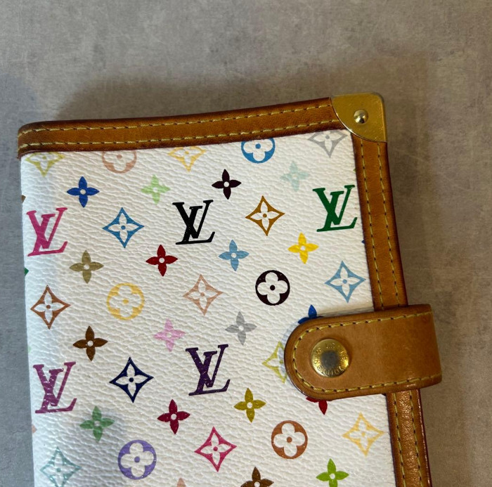 Louis Vuitton Monogram Multicolor Notebook Cover R20896 White Planner Cover Auth