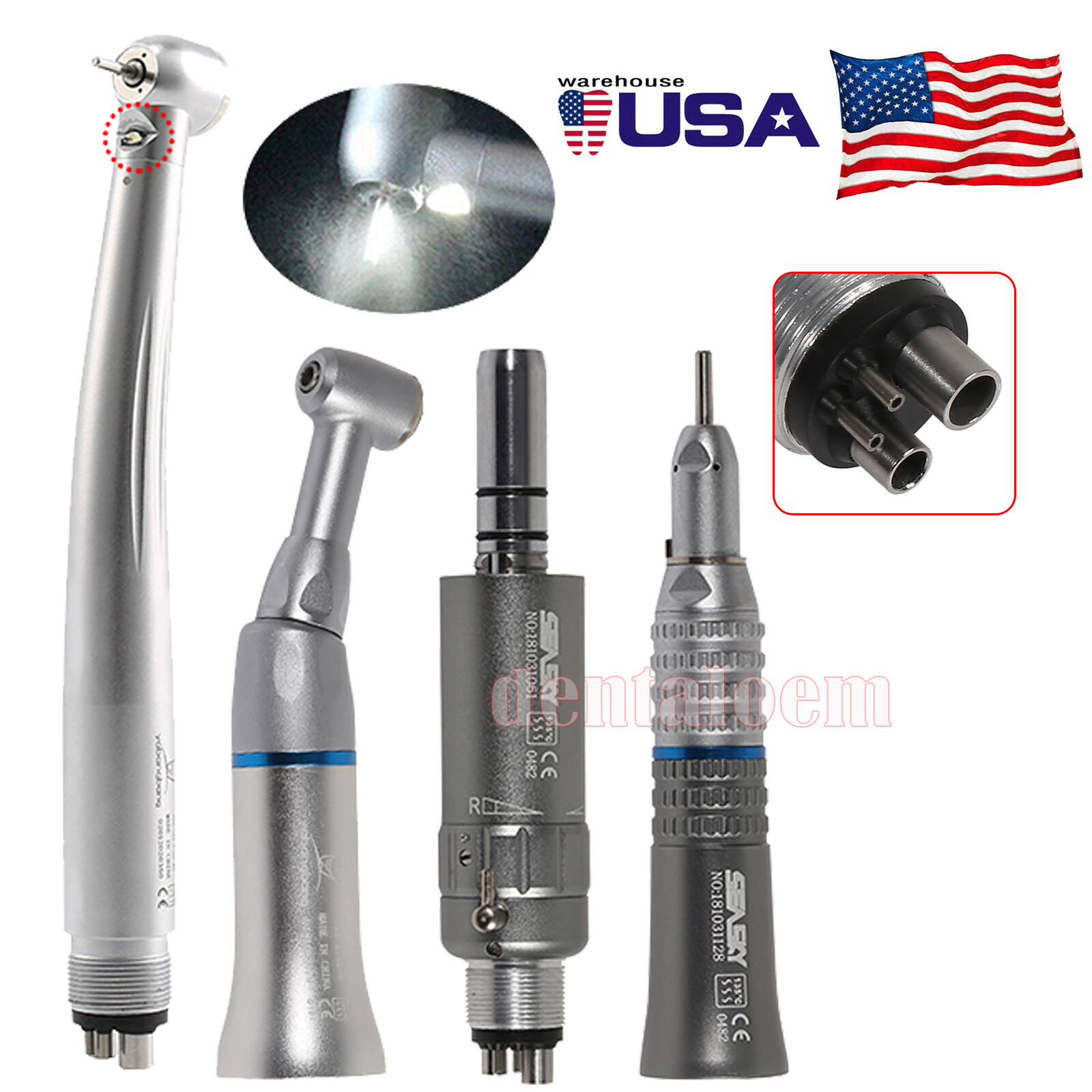 NSK Style Dental Pana Max LED High low Speed Handpiece 2/4 Hole Air Turbine kit