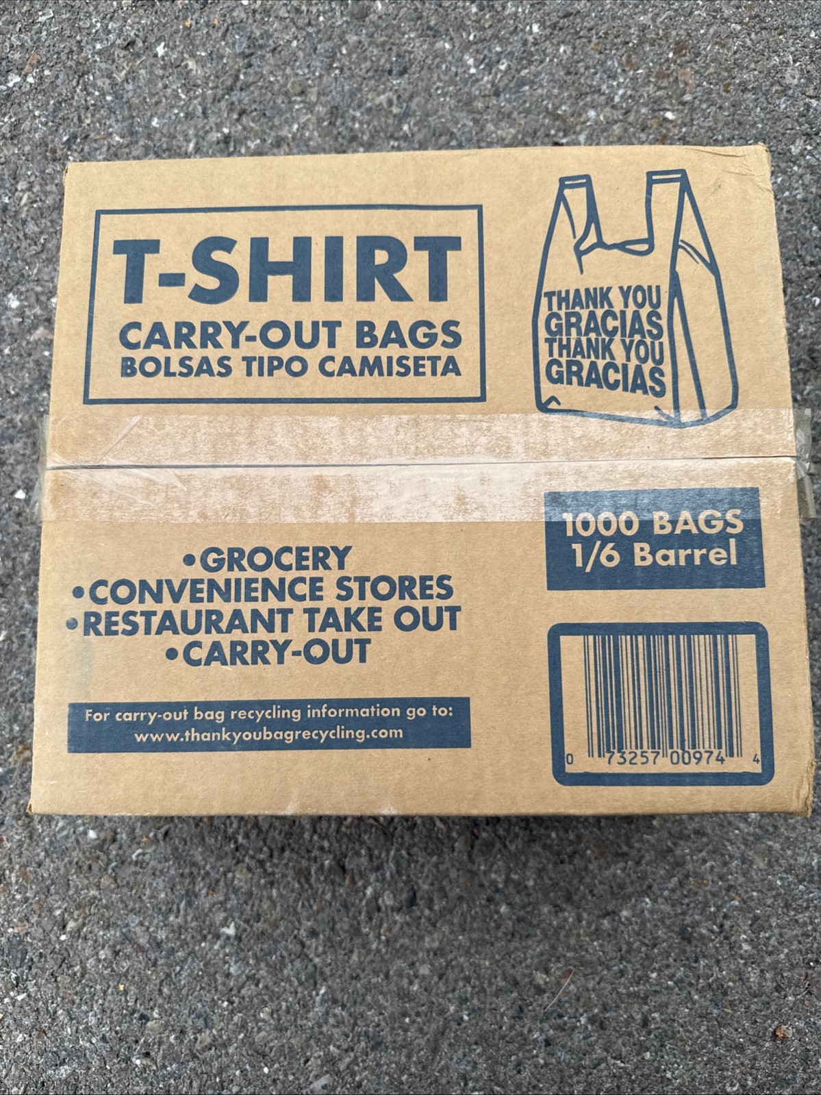 T-Shirt Carry-Out Bags, 11.5″ x 6.5″ x 22″ x .491MIL (1000 ct.) – White
