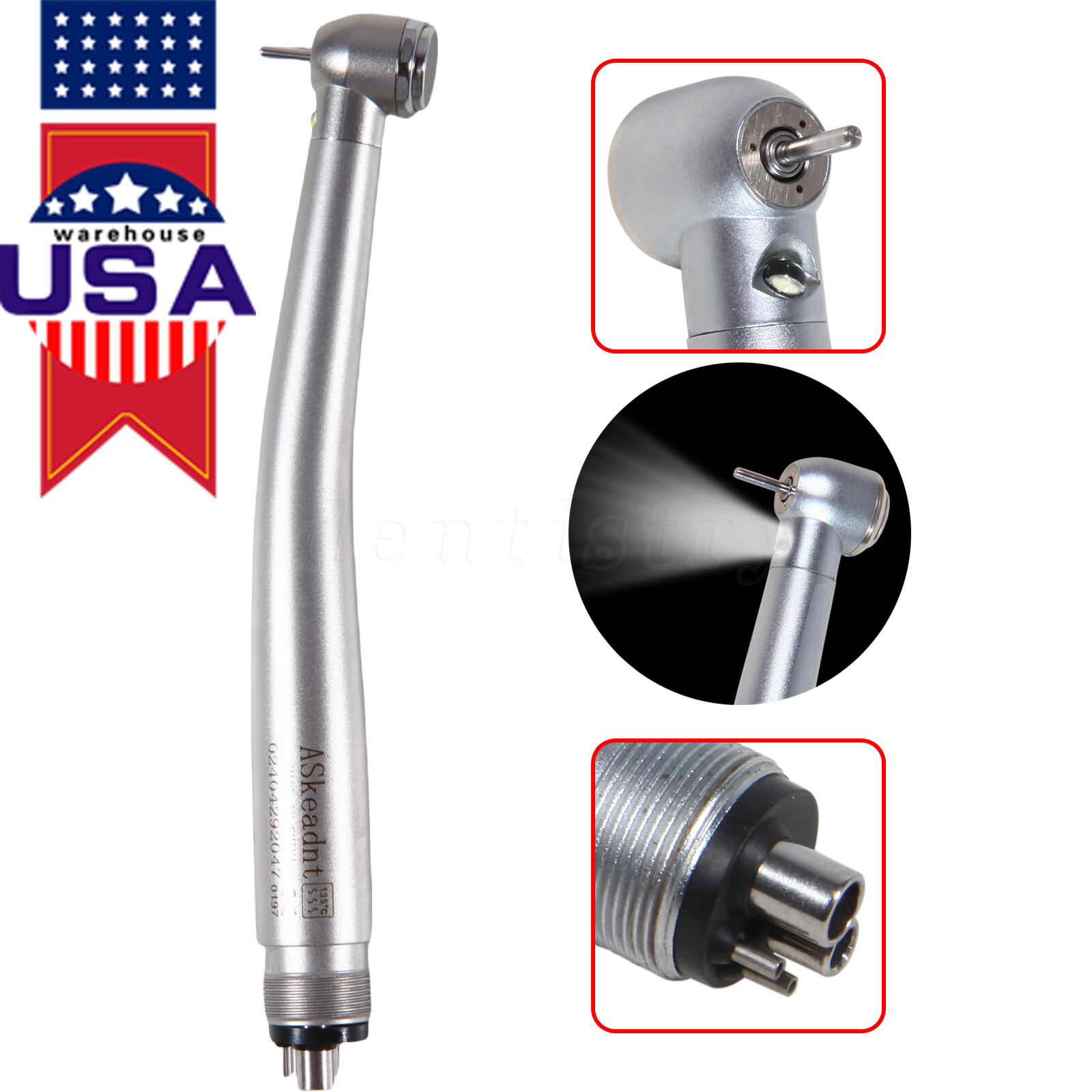NSK STYLE Dental LED E-generator Fiber Optic High Speed Handpiece Turbine 4 Hole