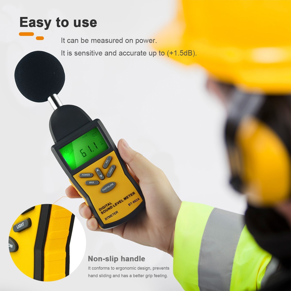 Digital Sound Level Meter 30-130DB Noise Volume Decibel Tester A/C Fast/Slow US