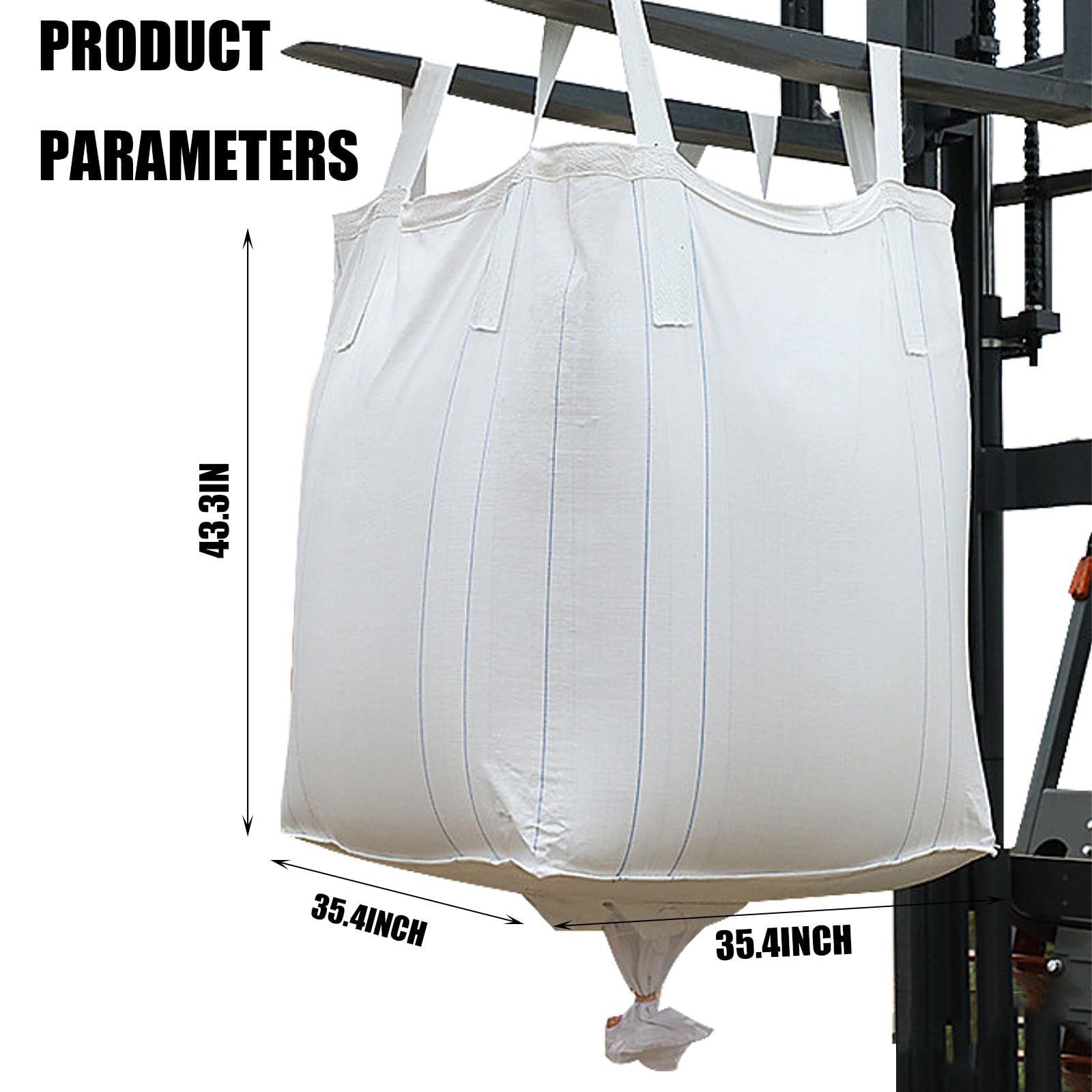 10Pack Duffle Top Spout Bottom FIBC Jumbo Bulk Bag One Ton Bag 35.4″L x 35.4″…