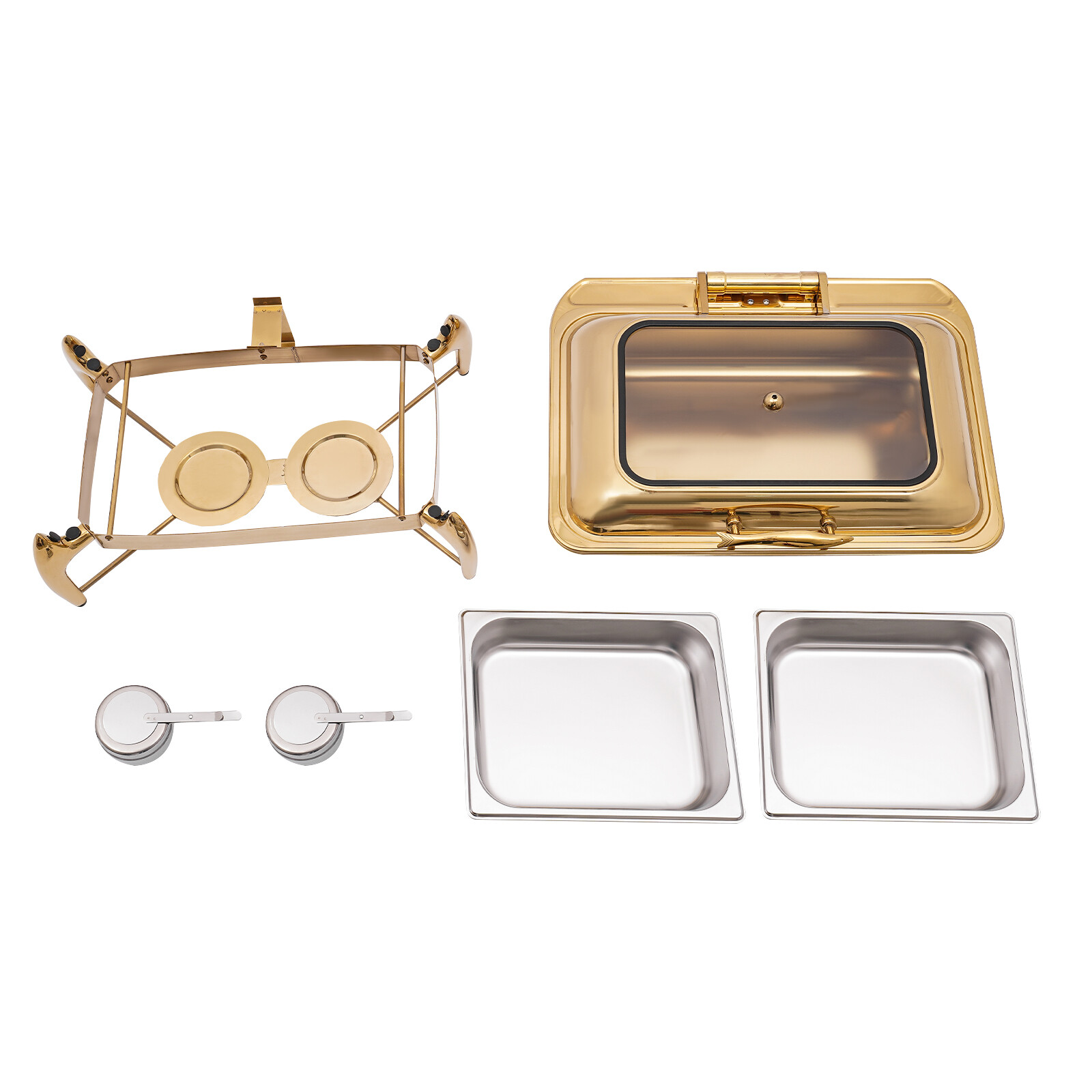 Gold 9QT Roll Top Chafing Dish Buffet Set Stainless Steel with Fuel Holder Home