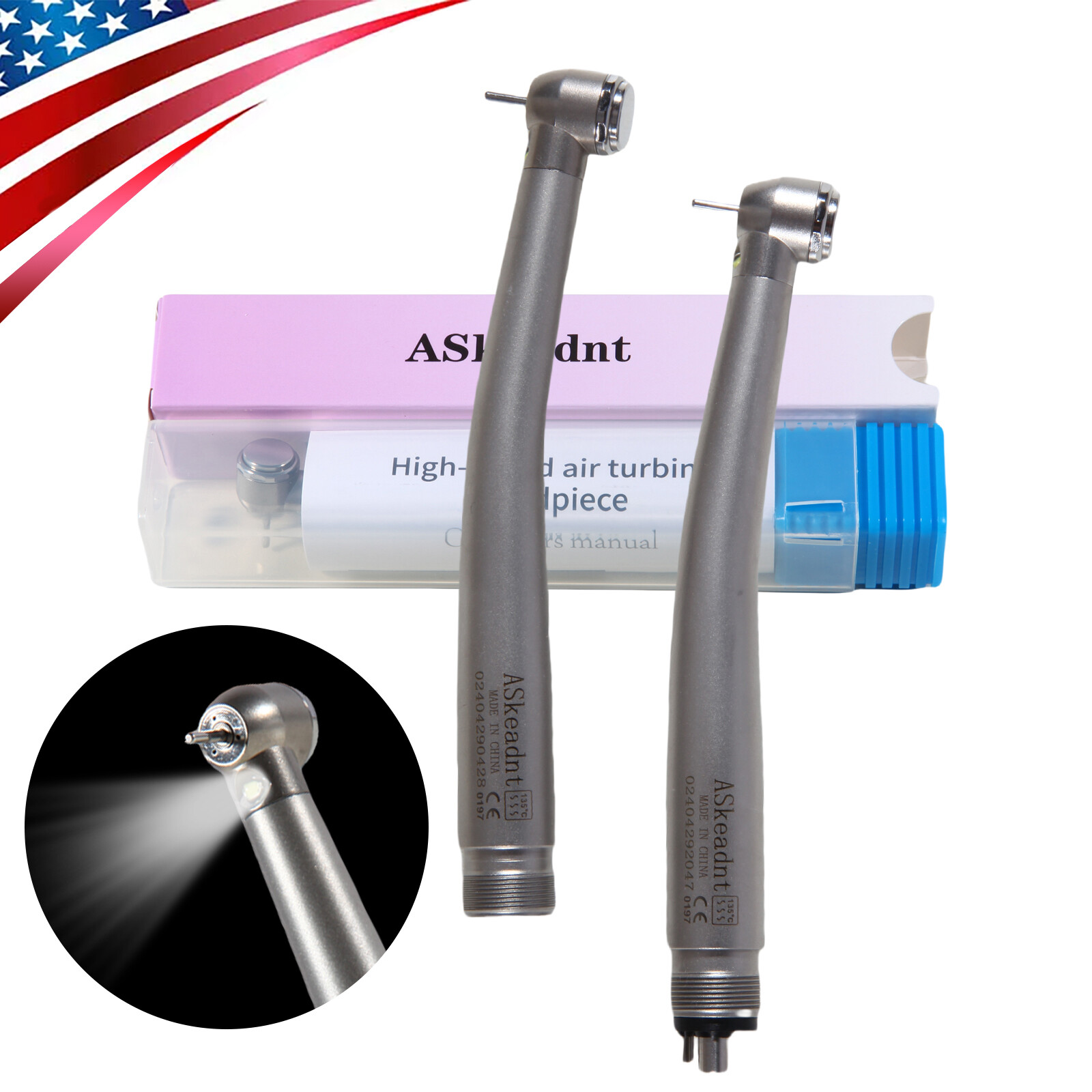 NSK Type Dental PANA MAX High Speed LED Handpieces Internal Triple Spray 2/4H US