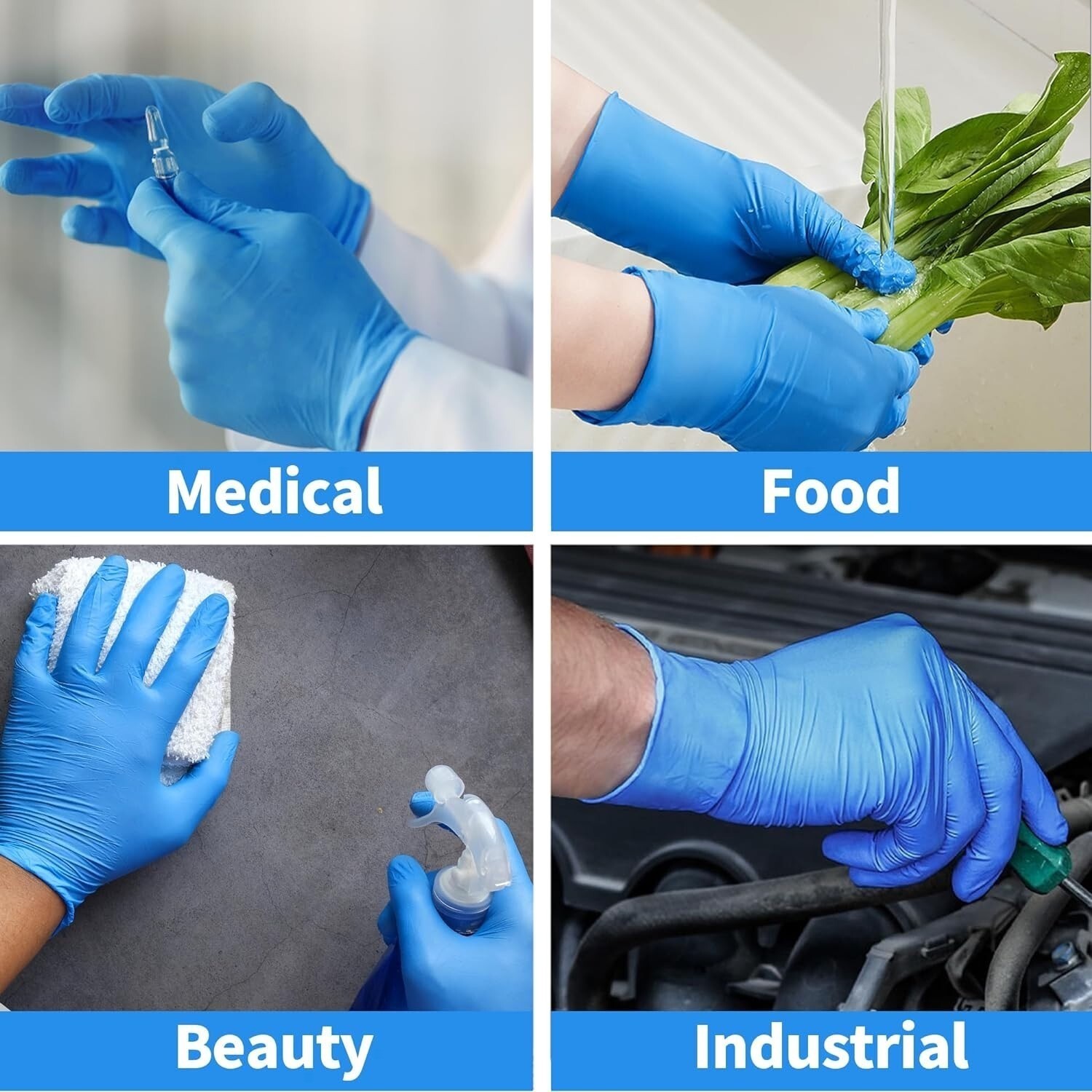 Disposable Blue Vinyl Gloves Latex-Free Powder-Free 1000 Count
