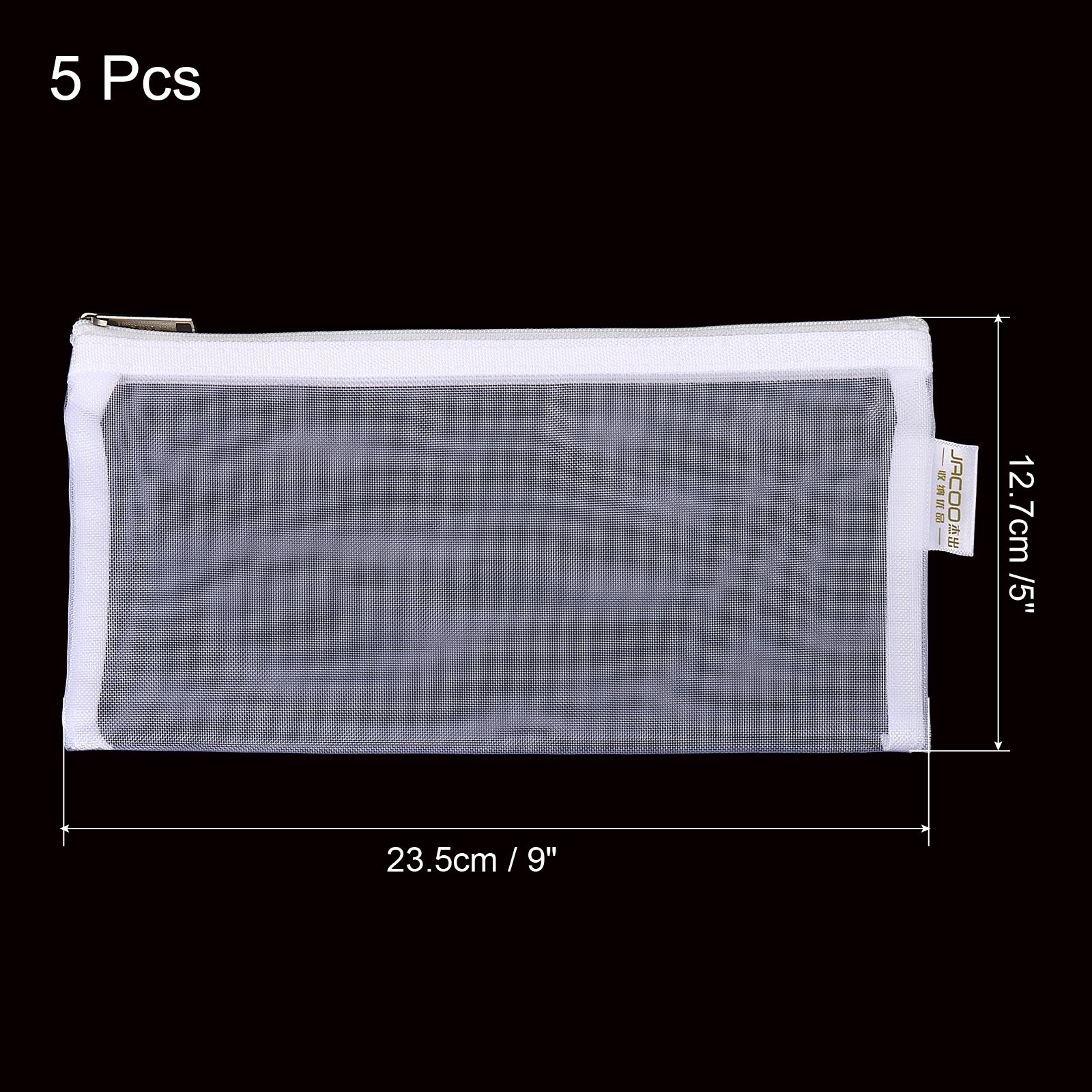 5pcs Mesh Cosmetic Bags, B6 Nylon Zipper Bag Travel Toiletry Pouch, White