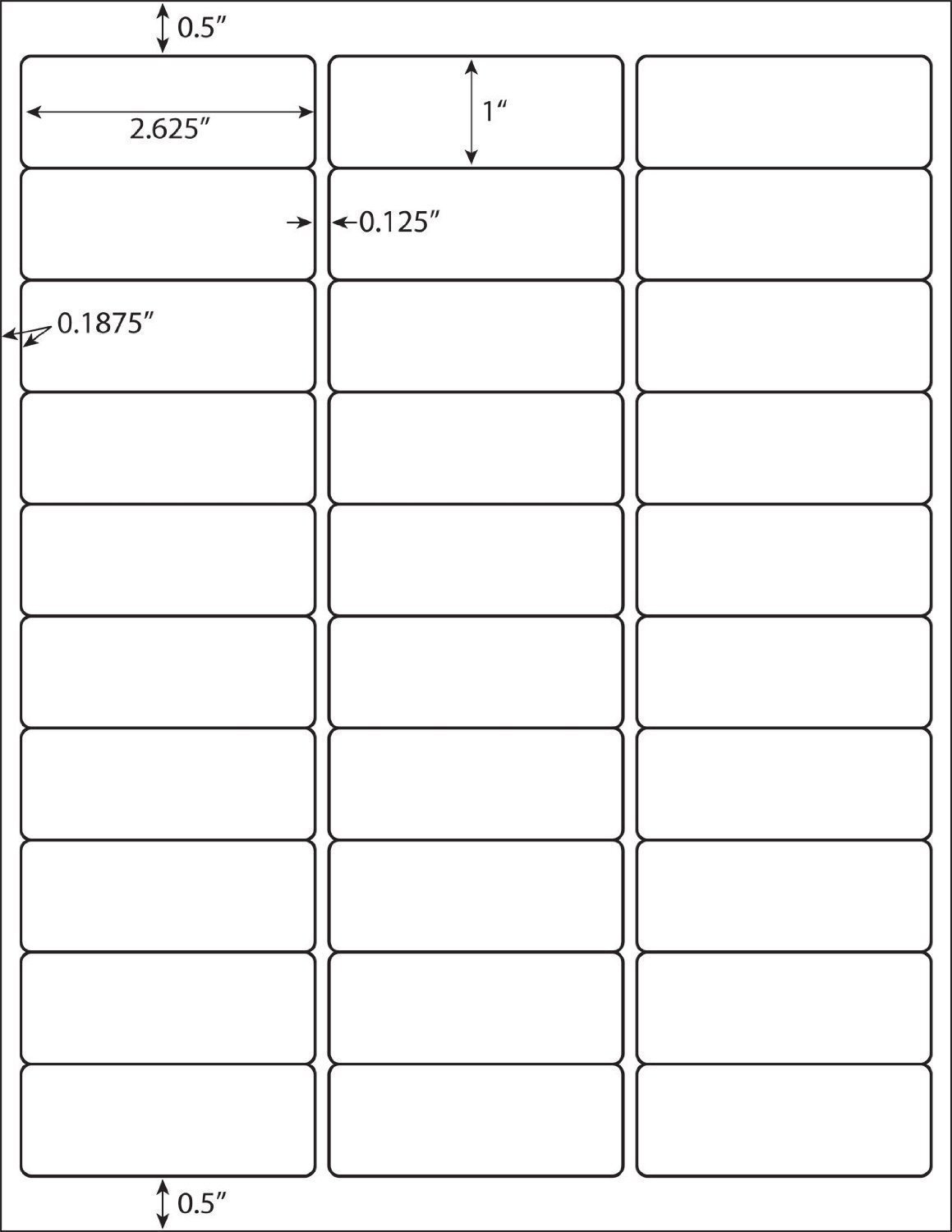1″ x 2 5/8″ Address Shipping Labels Stickers Self Adhesive 30 UP 30 Per Sheet