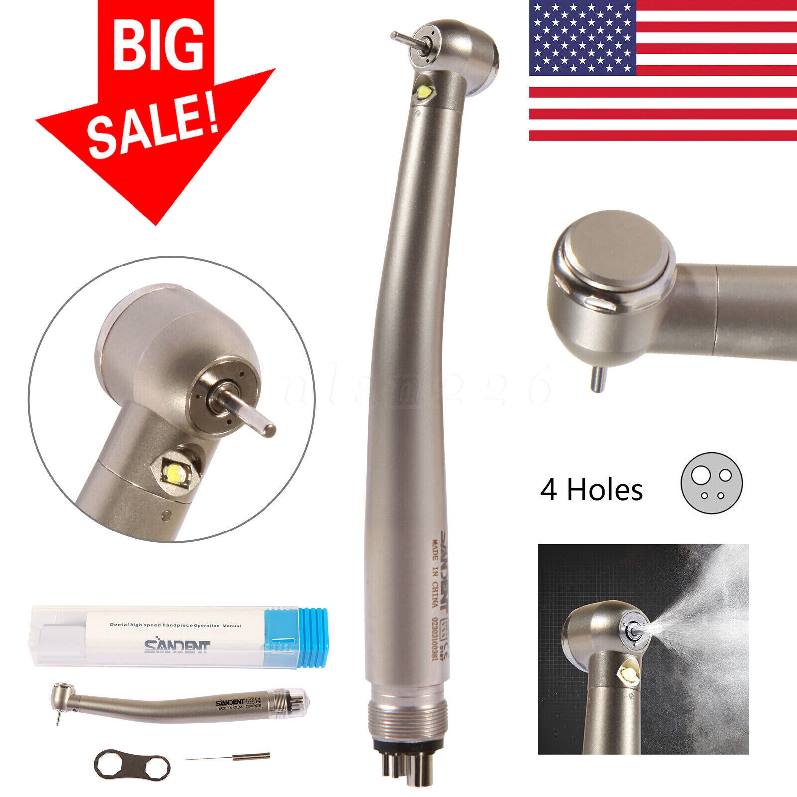 NSK Style Dental Fiber Optic LED E-generator high speed handpiece 4HOLE SDM