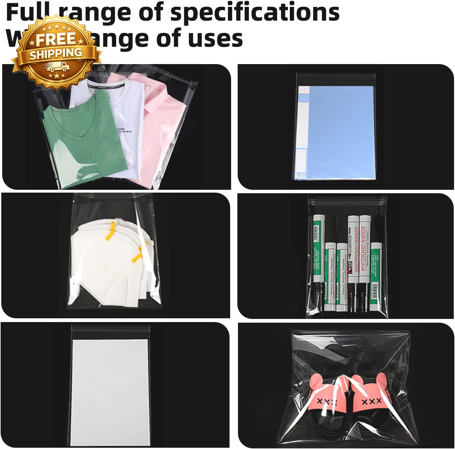 Clear Resealable Bags for Packaging Shirt 10X14 In, 100 Pcs