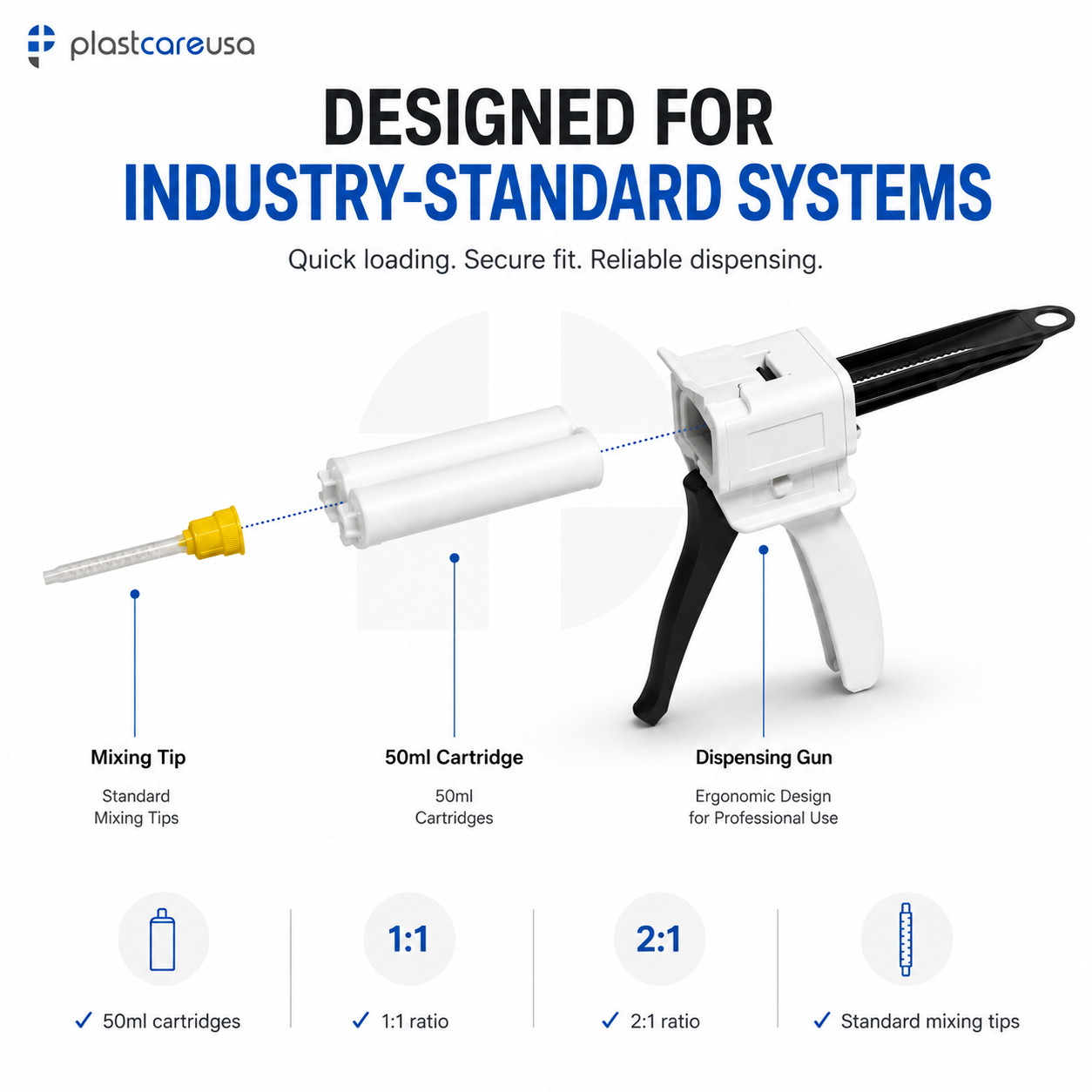 Impression Mixing Gun Cartridge Dispenser for VPS PVS Dental Material 1:1/2:1
