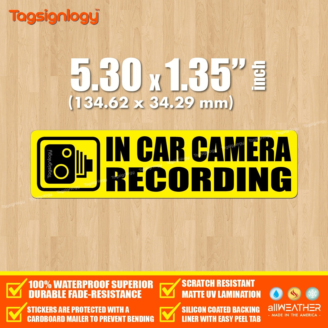 (4 pcs) In Car Camera Recording Stickers Dash Cam Video on Board Bumper Decals