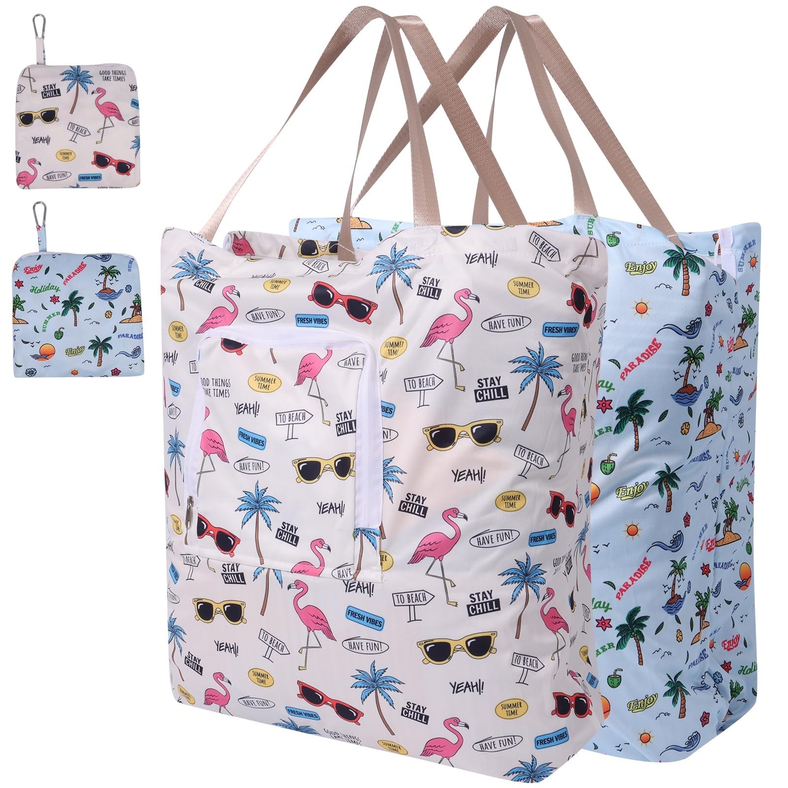 2 Pack Travel Laundry Bag with Handle and Drawstring, Expandable Foldable Dir…