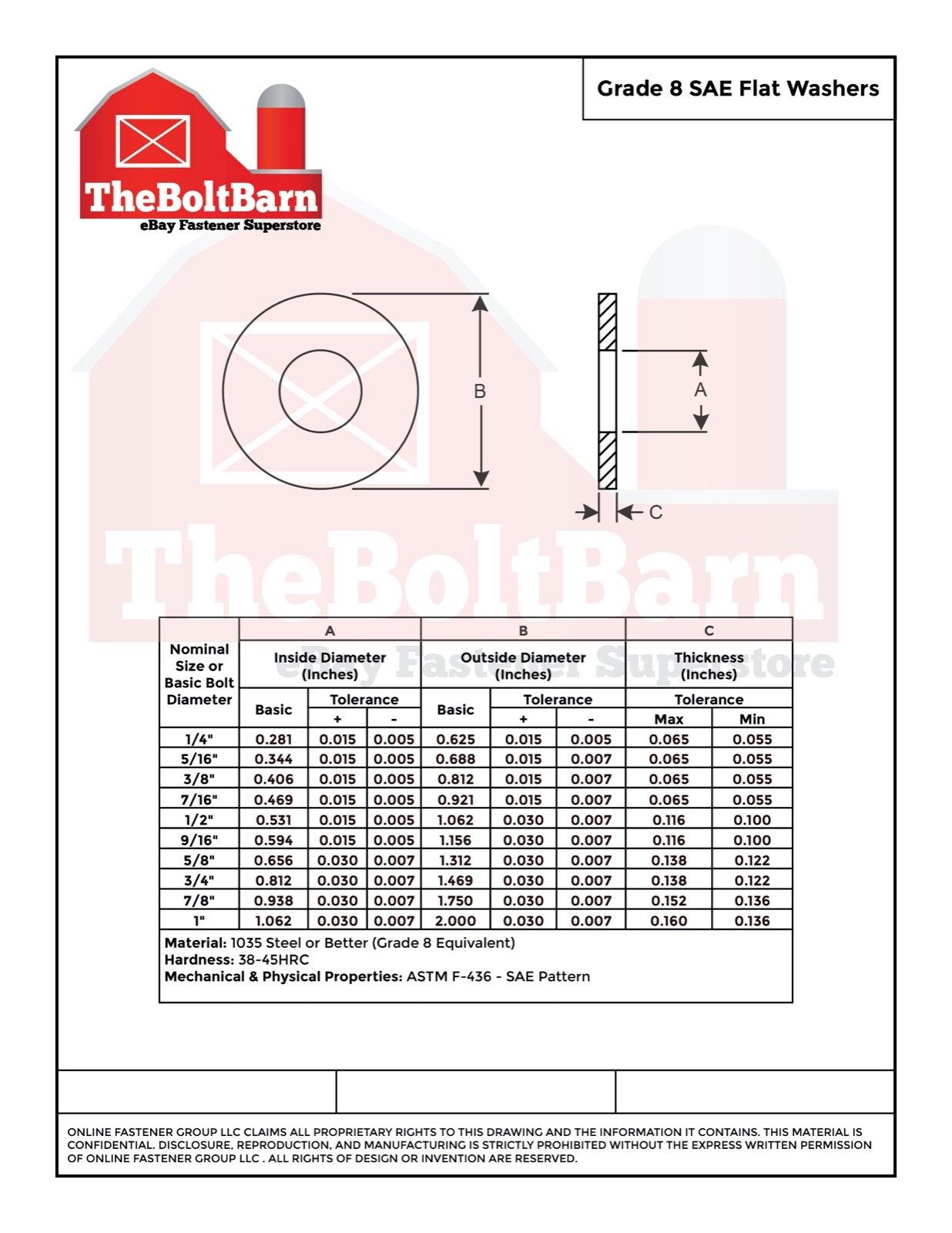 1/2″ SAE Flat Washers Grade 8 Steel Zinc Yellow (Pick Quantity)