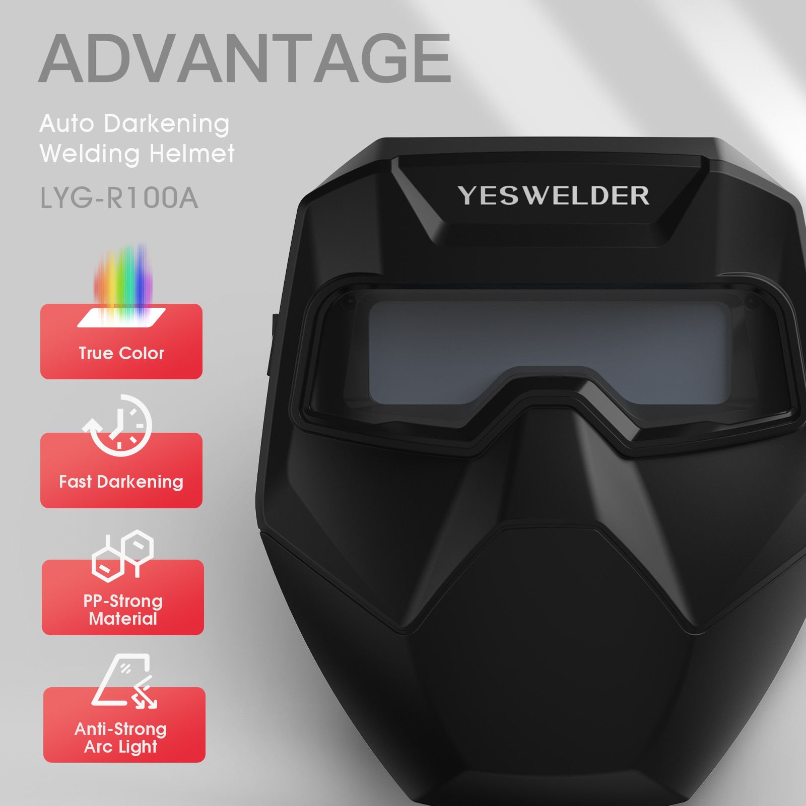 True Color Auto Darkening Welding Goggles/ Glasses with Shade Range 4/5-9/9-13